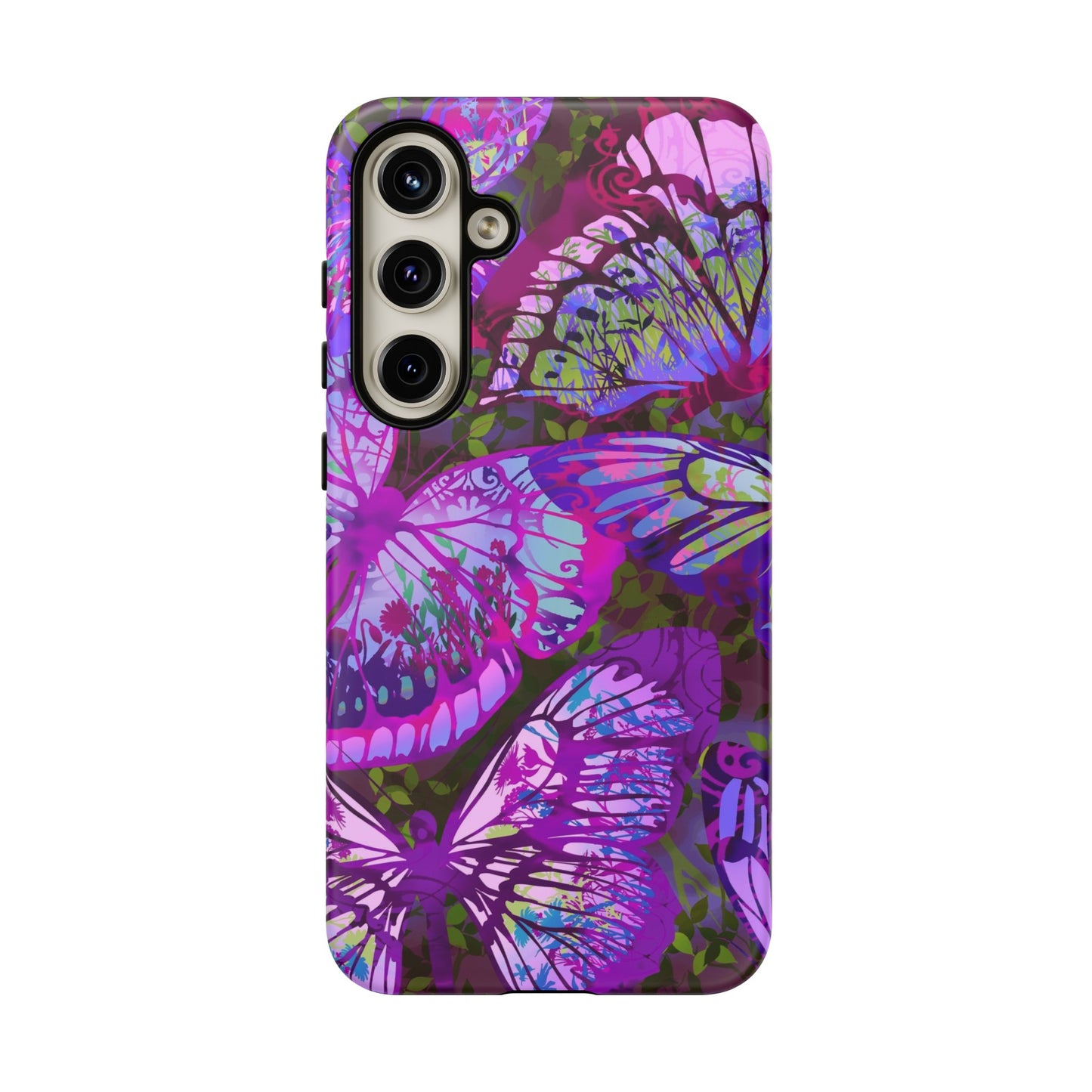 Samsung Galaxy Series Tough Case-Phone Case: Dragons [Dark Purple Butterflies]