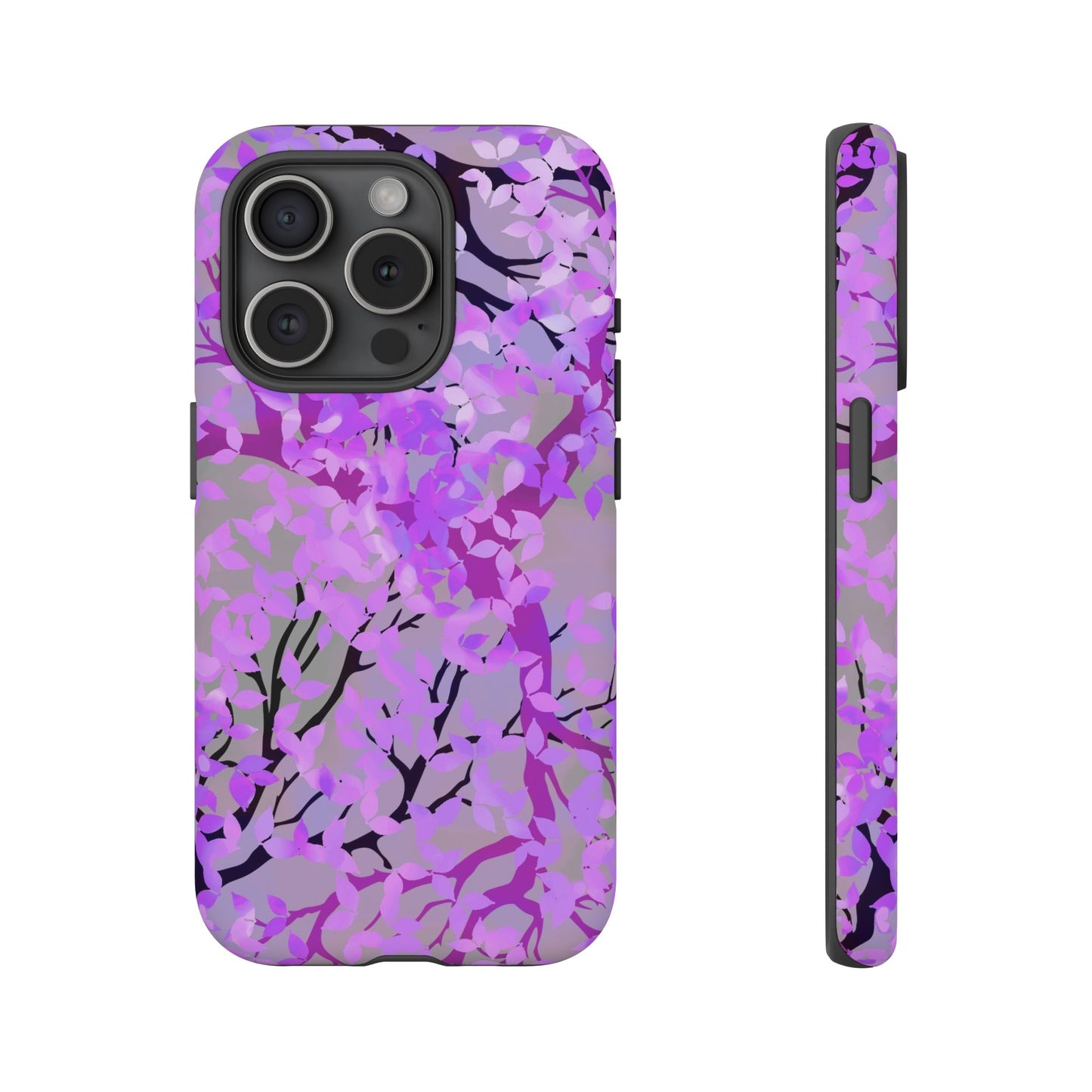 Apple I-Phone 15 (Series) Tough Case-Phone Case:  Dreamscapes [Purple Leaves]