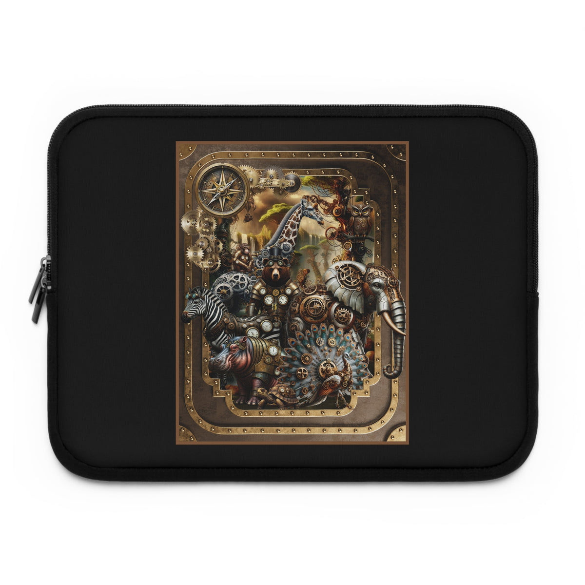 Laptop Sleeve (Sizes: &nbsp;13", 15", 17"):  Steampunk Menagerie [Animals-Panel]
