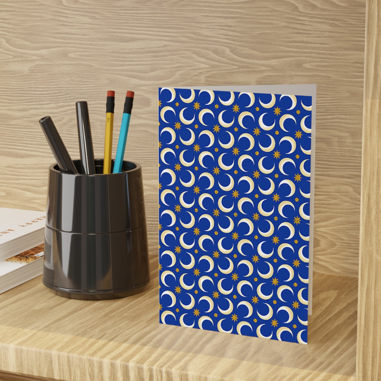 NOTE CARDS: CELESTIAL [Moons and Stars Blue/Gold]