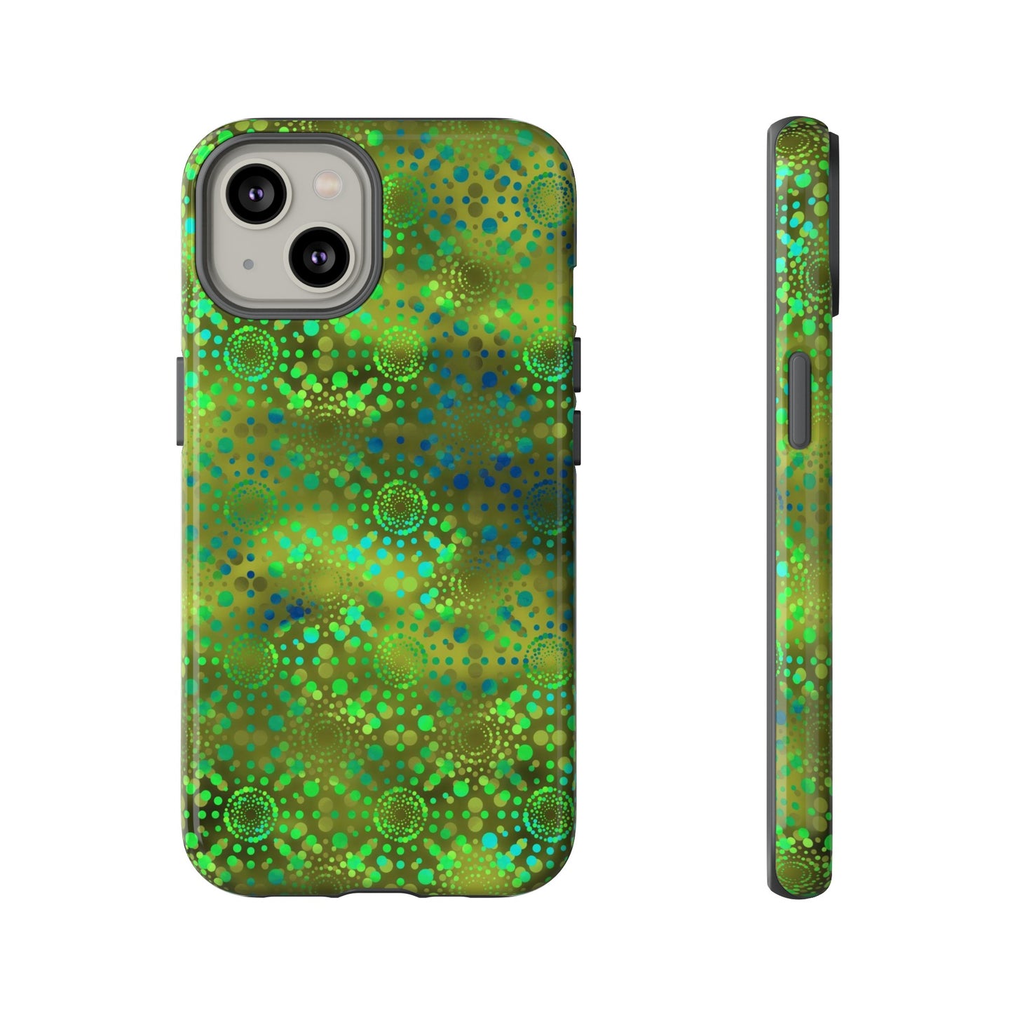 Apple I-Phone 14 (Series)-Tough Case-Phone Case: Dreamscapes [Green Kaleidoscopes]