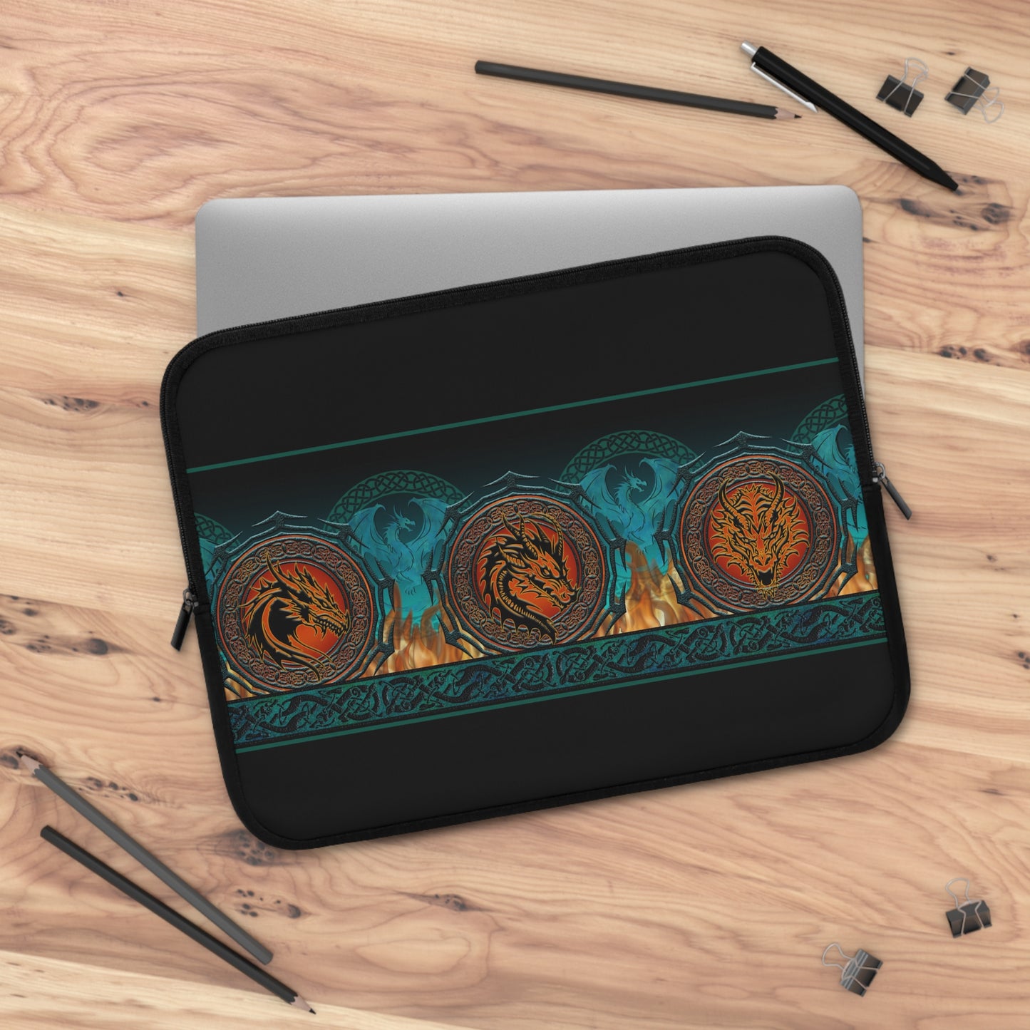 Laptop Sleeve  (Multiple Sizes): Emerald Dragons [Dragon Border]