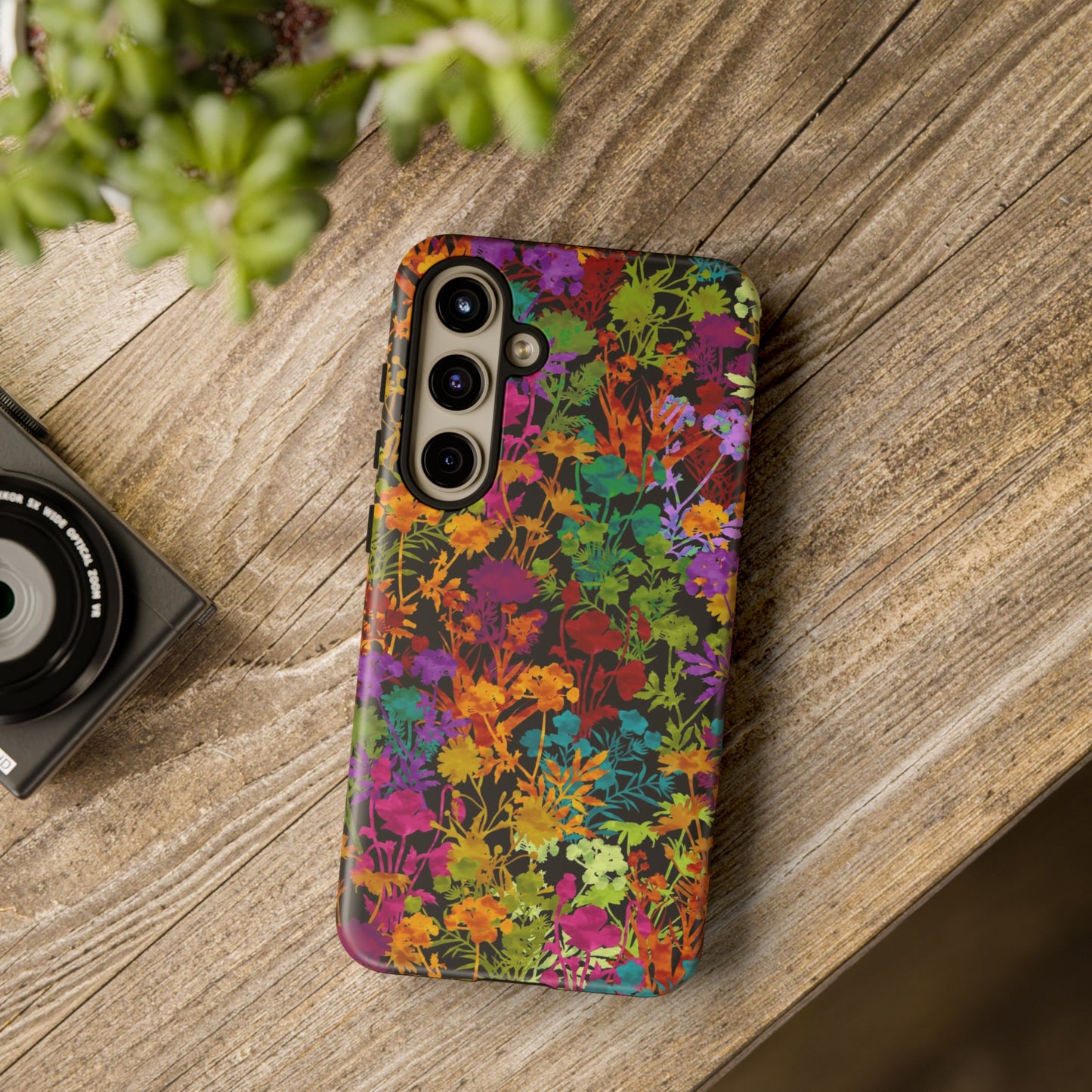 Samsung Galaxy Series Tough Case-Phone Case: Dreamscapes [Multi-Colored Flowers-Dark]