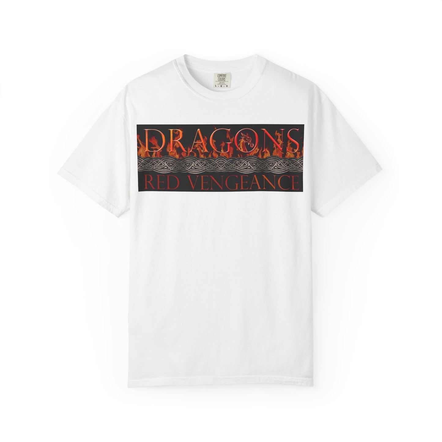 Unisex Heavy Cotton Tee:  "Dragons" [Blue Fury-Banner/Panel]