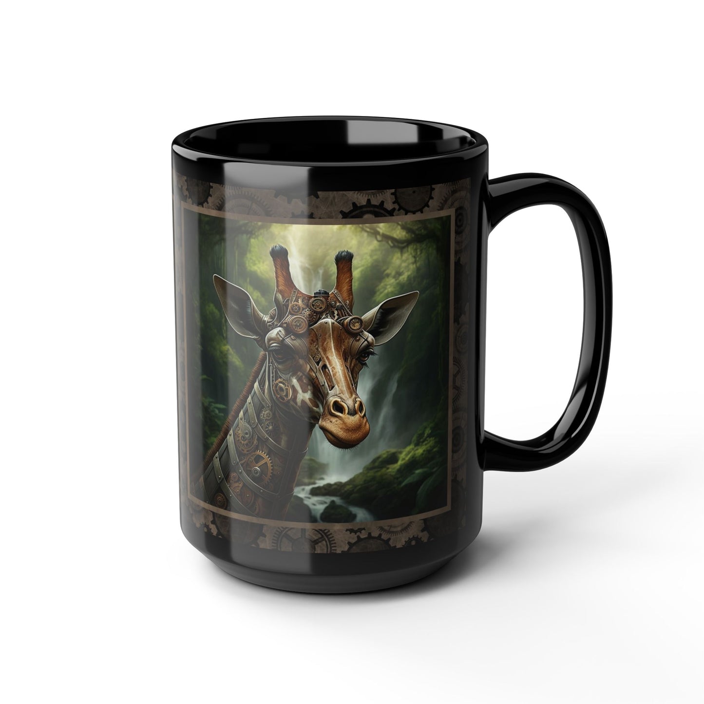 Black Mug-15oz:  "Steampunk Giraffe" Panel