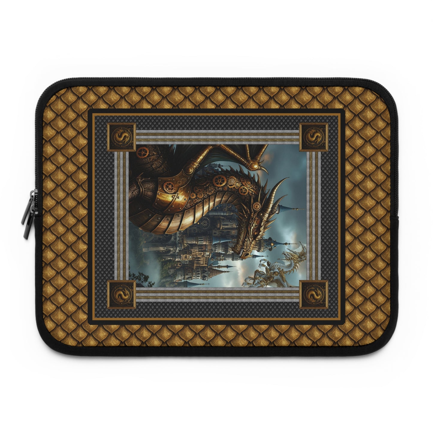 Laptop Sleeve (Sizes:  13", 15", 17"):  Steampunk Dragons [Dragon Head/Red Eyes]
