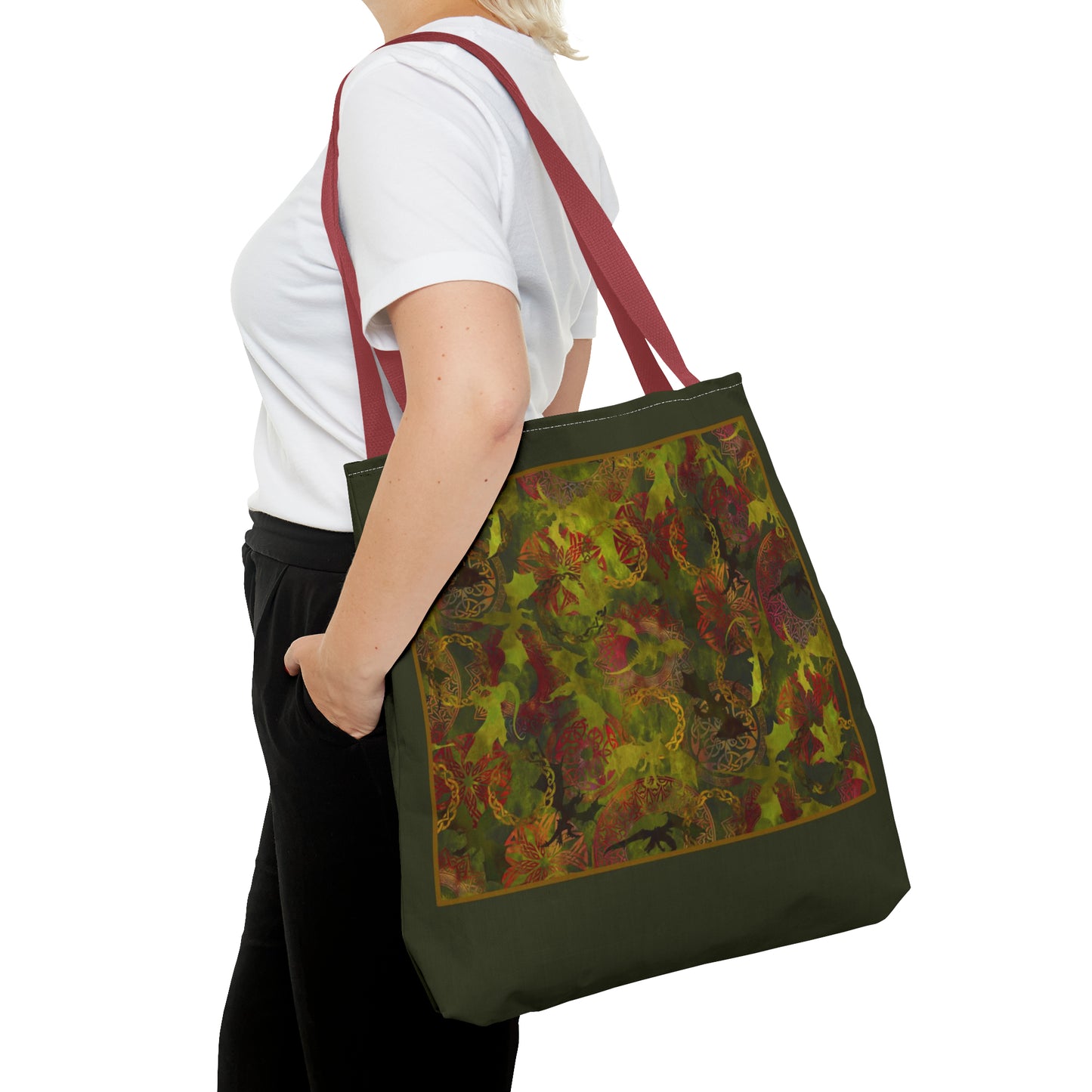 Tote Bag:  large-18x18;  "Dragons" [Green Panel]