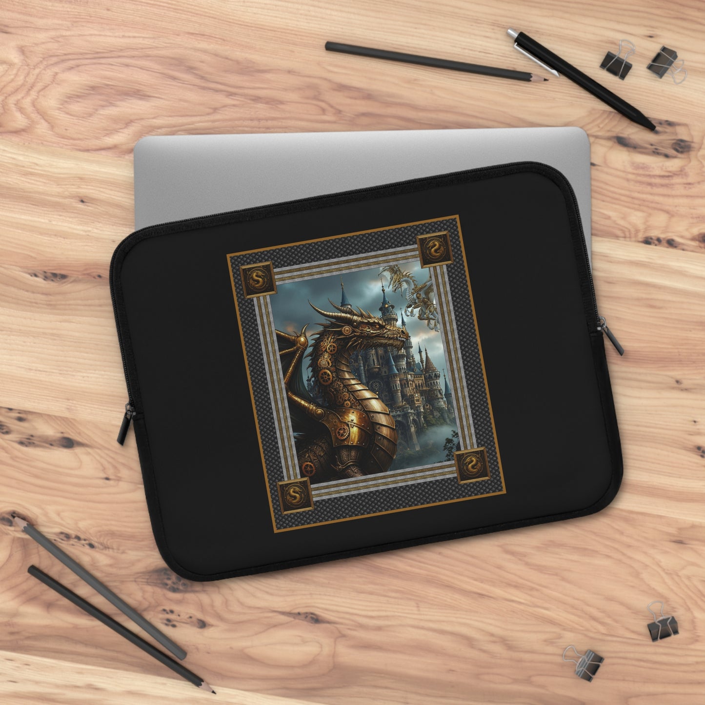 Laptop Sleeve (Sizes: &nbsp;13", 15", 17"):  Steampunk Dragons [Large Panel]