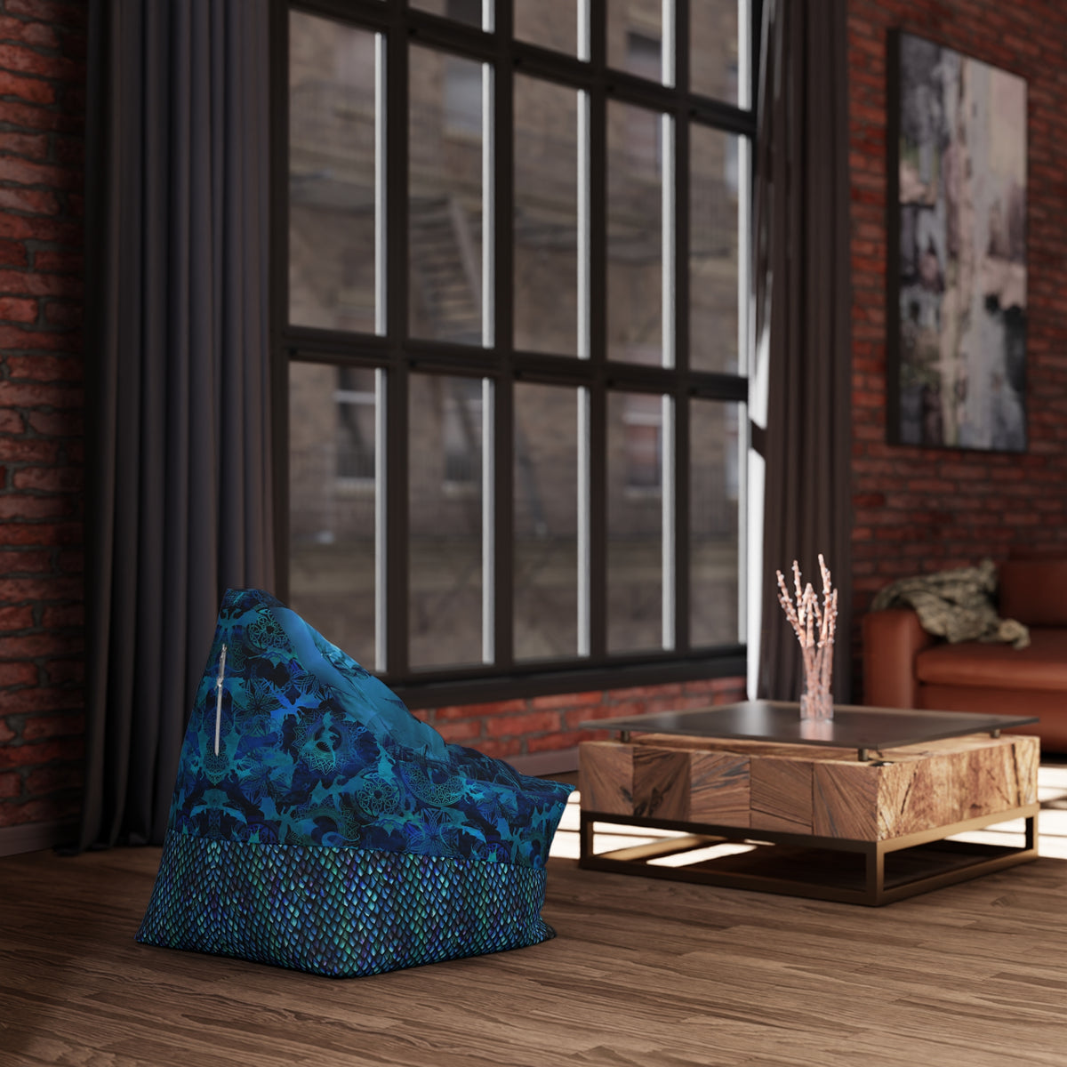 Bean Bag Cover:  Dragons [Blue Fury]