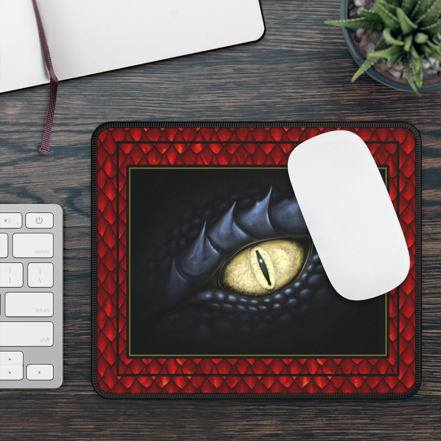 Mouse Pad-Gaming;  9x7 - "Dragons" [Red Scales-Black Eye]