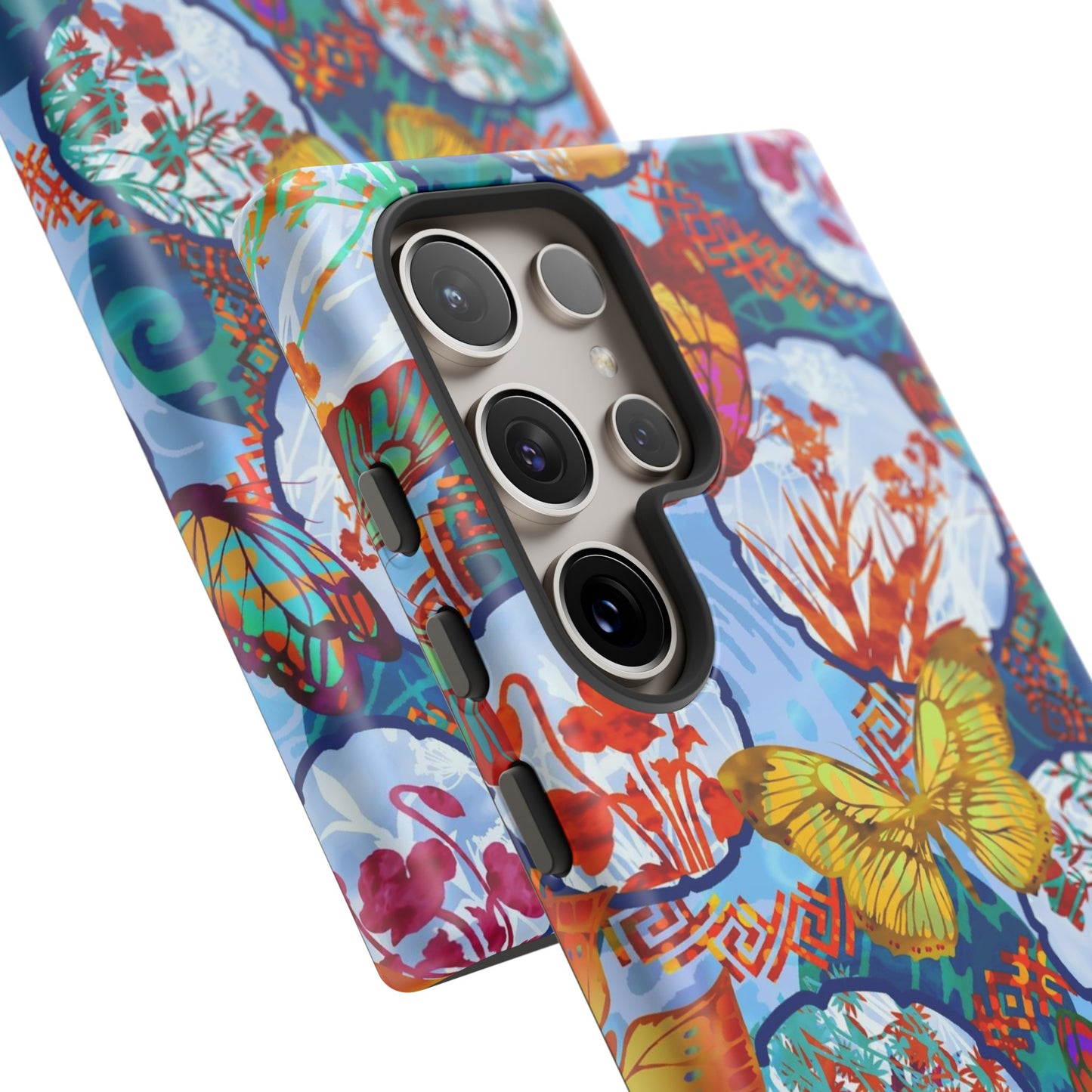 Samsung Galaxy Series Tough Case-Phone Case: Dragons [Light Blue Butterflies]