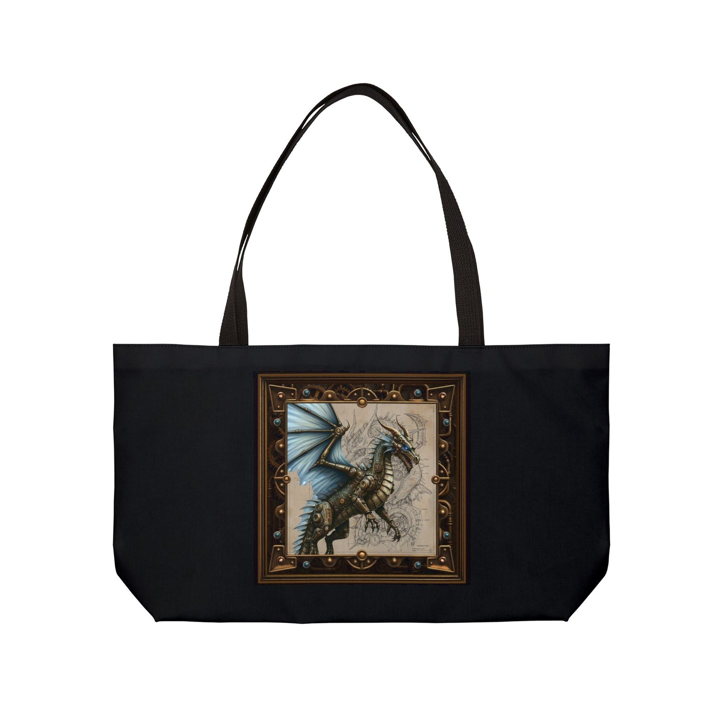 Weekender Tote Bag (Large):  Steampunk Dragons [Dragon Blue Wings]