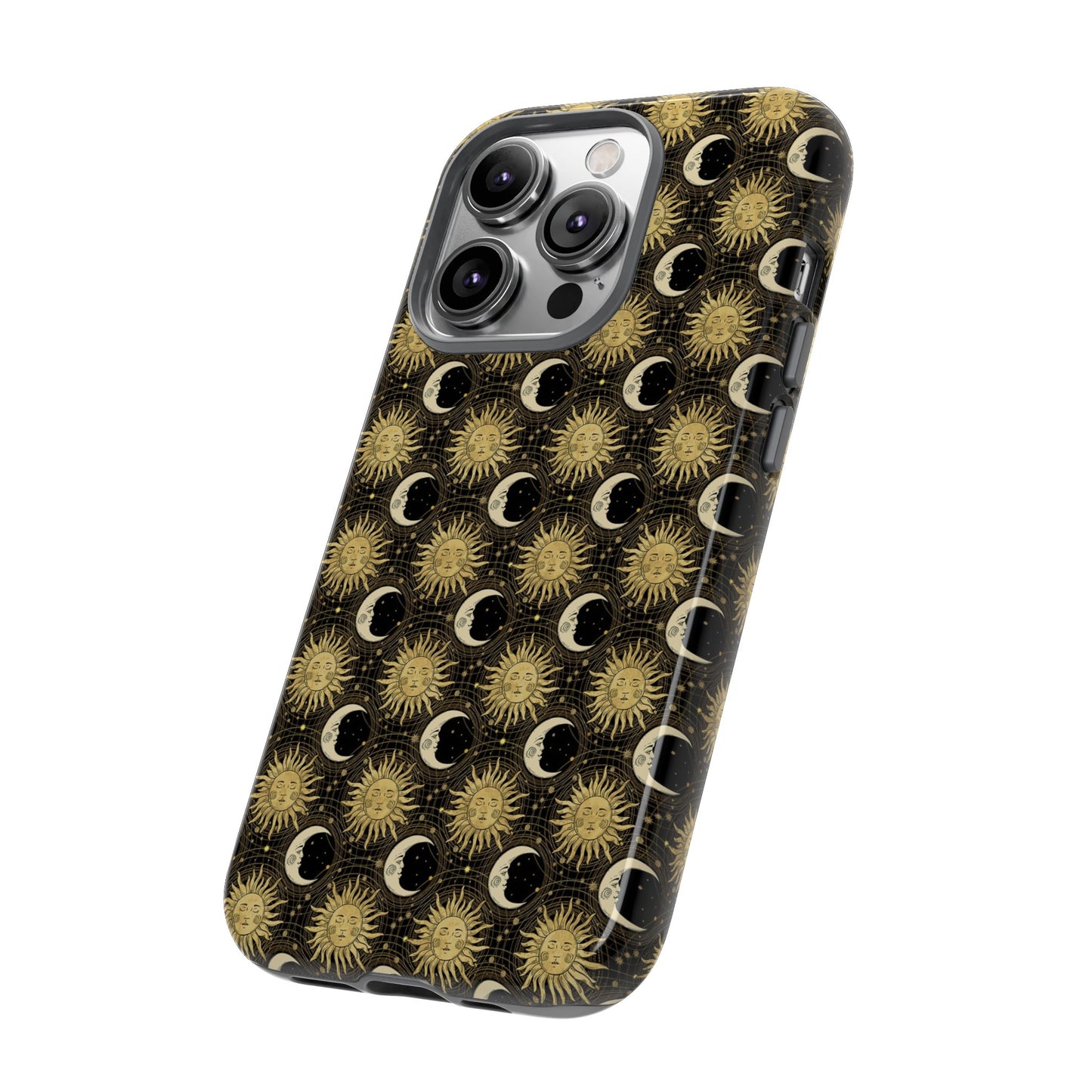Apple I-Phone 14 (Series)-Tough Case-Phone Case: The Sun, The Moon, And The Stars [Gold Suns, Smiling Moons]