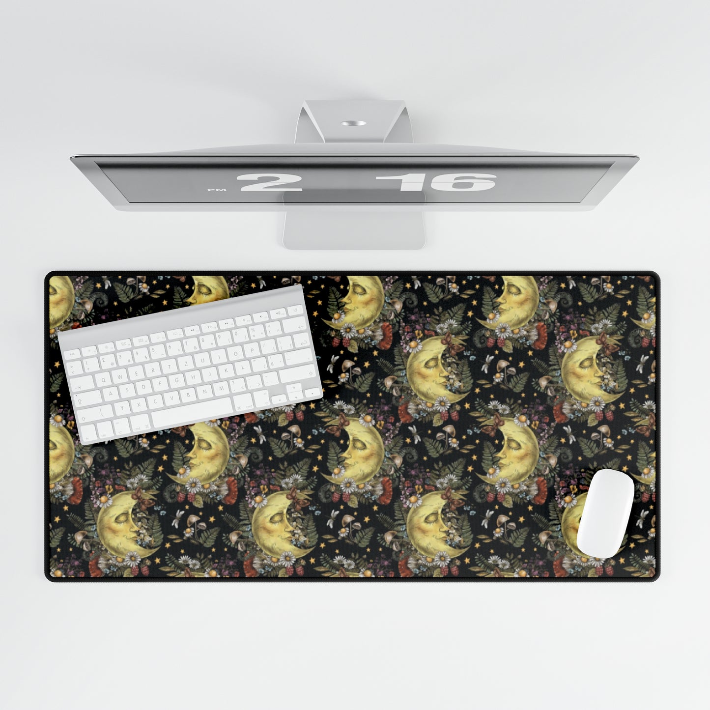 Desk Pad-Gaming:  The Sun, The Moon, And The Stars [Moon with Flowers]
