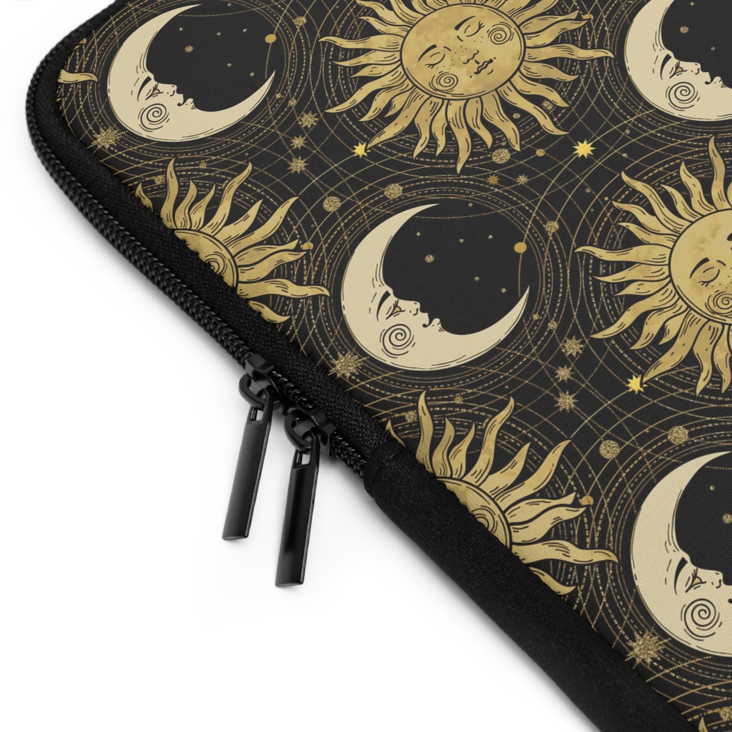 Laptop Sleeve:  [SUN-MOON-STARS]:  Gold Sun and Moon