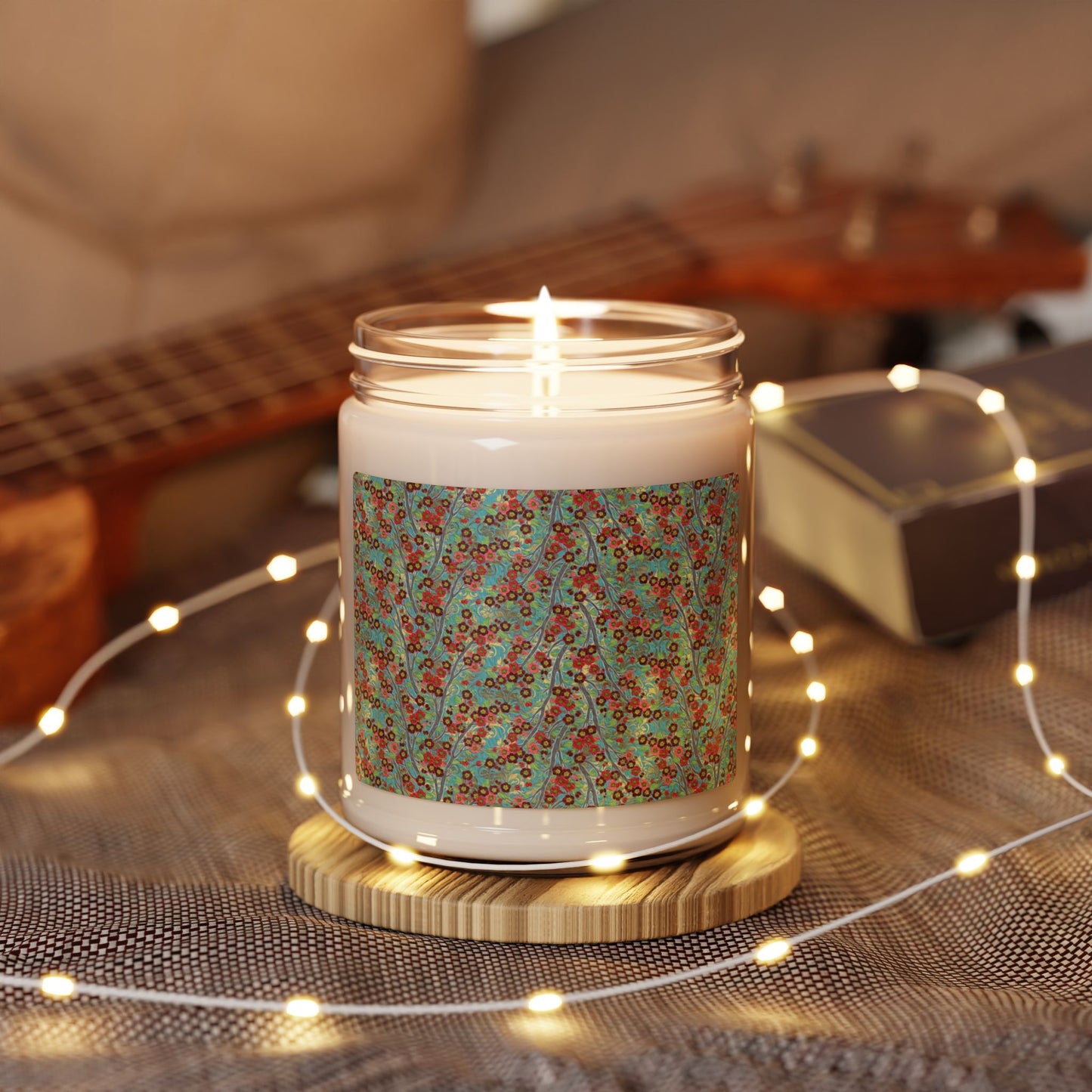 Scented Soy Candle:  Pastiche [Teal Green/Purple Tree Branches]