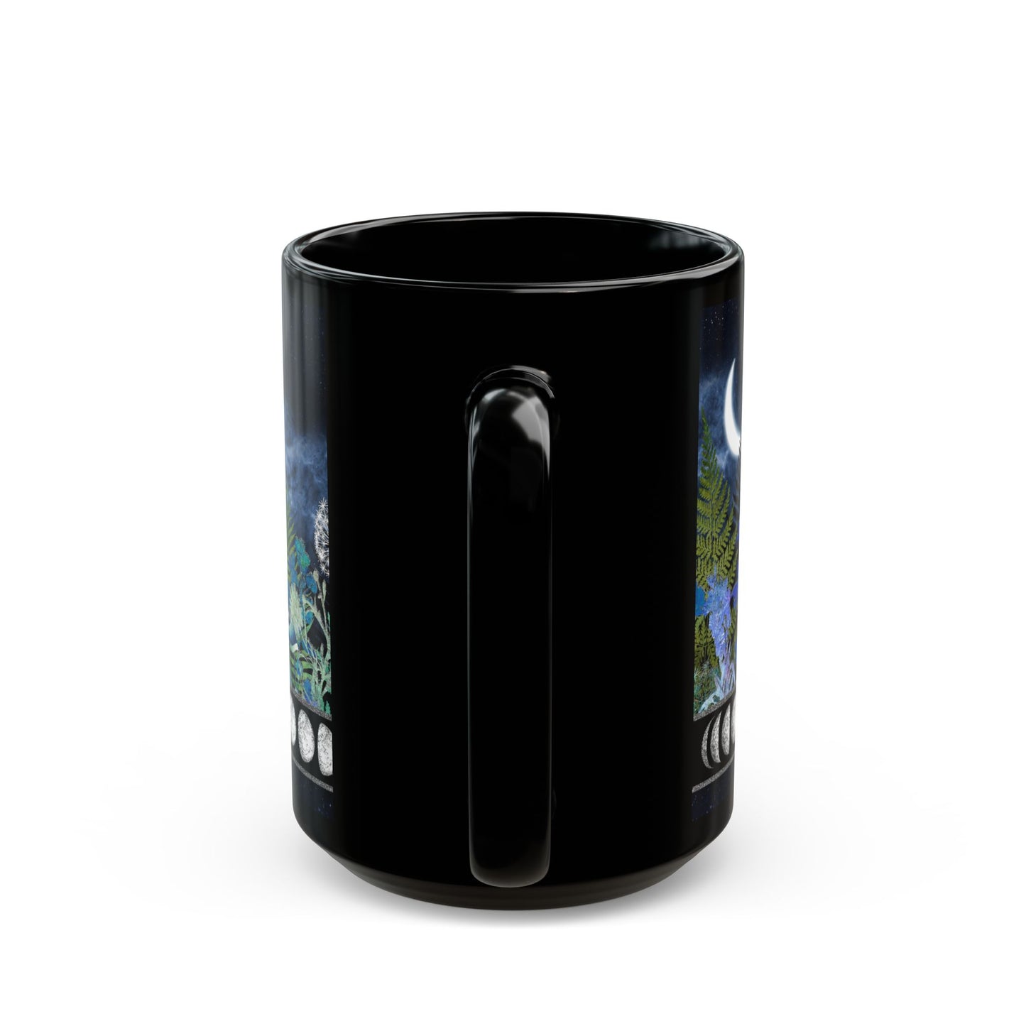 La Luna Moon Phase Floral Mug — Blue Botanical & Butterfly 11oz/15oz
