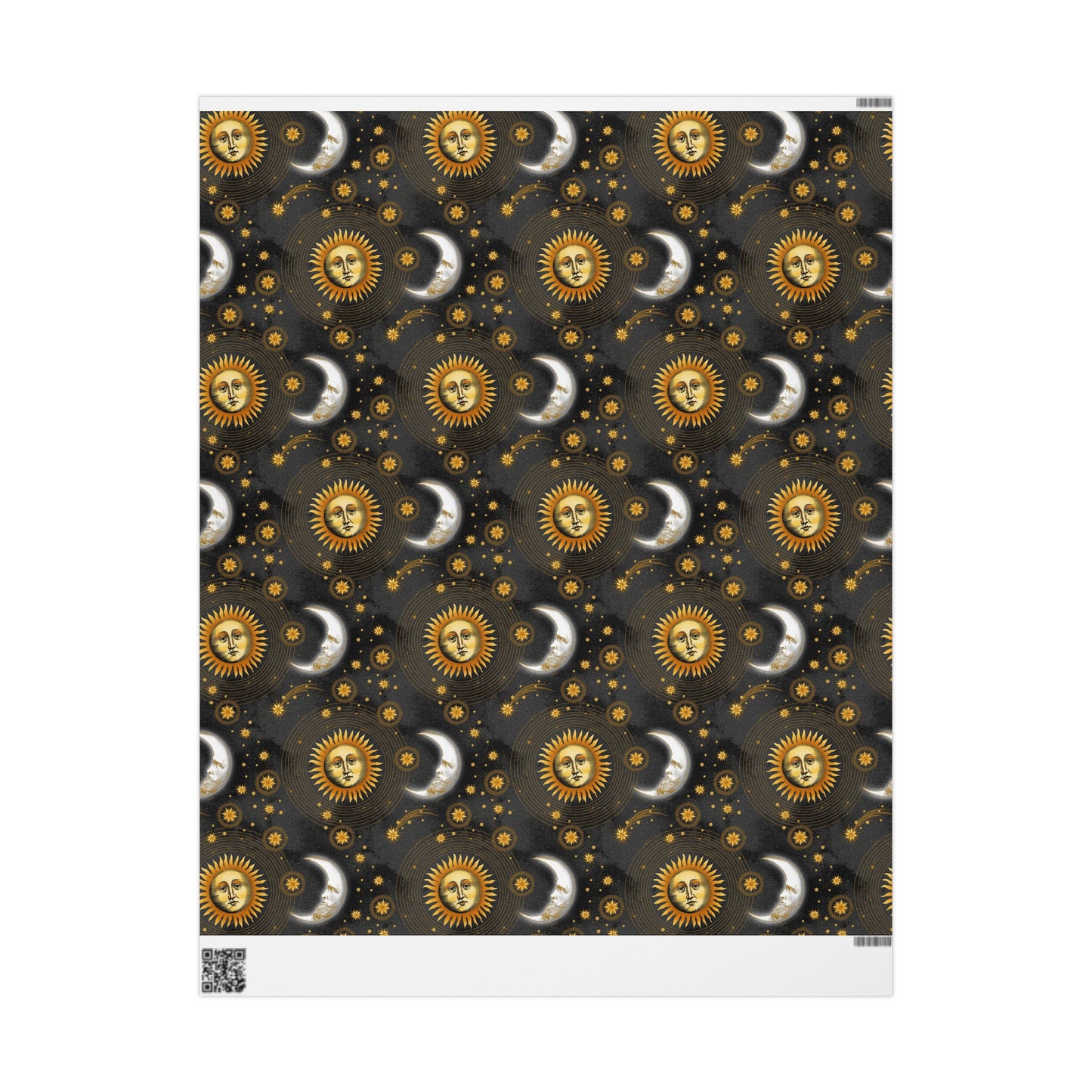 Wrapping Paper:  Celestial [Black-Haze Suns/Moons]