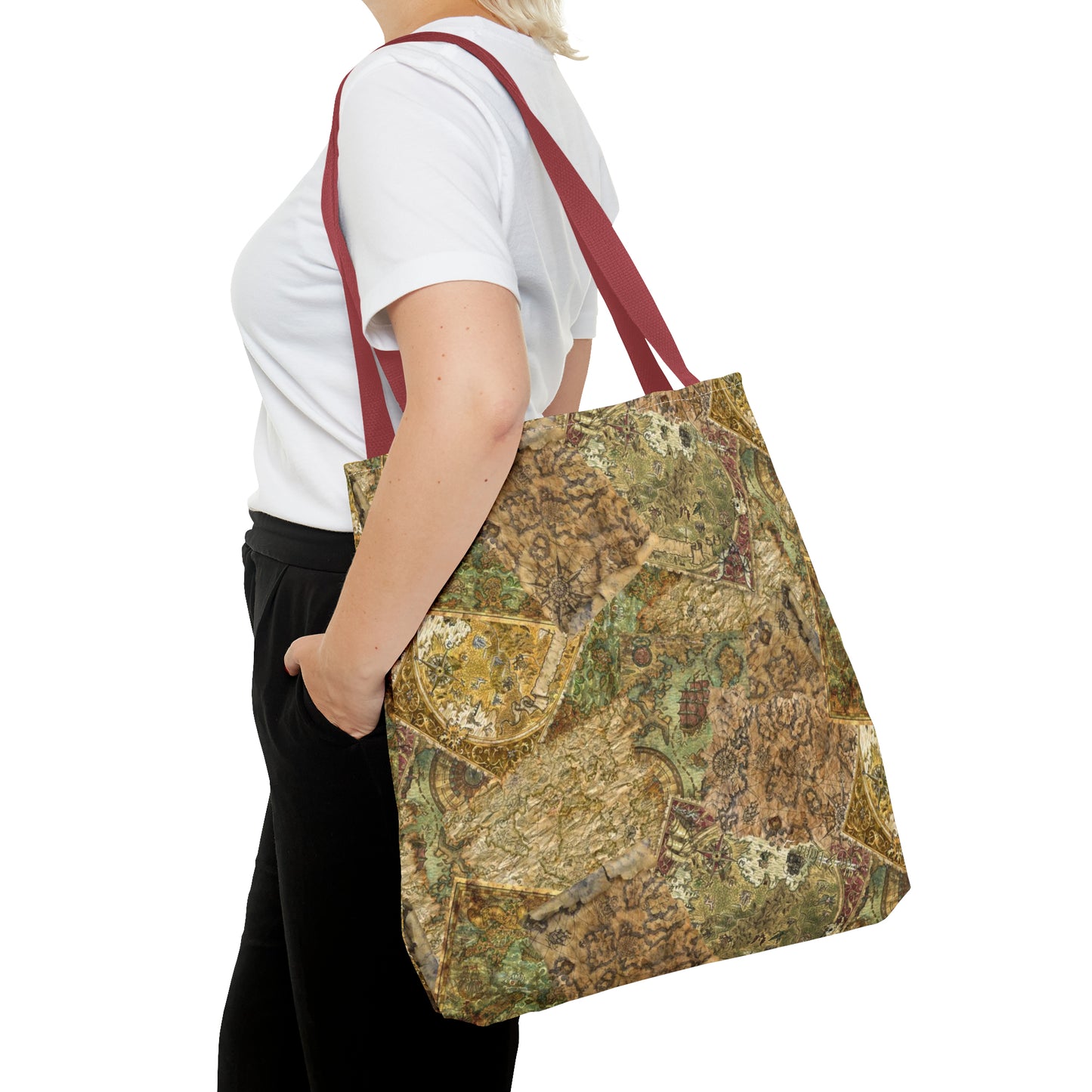 Tote Bag:  large-18x18;  "Legendary Journeys" [Maps-Panel]