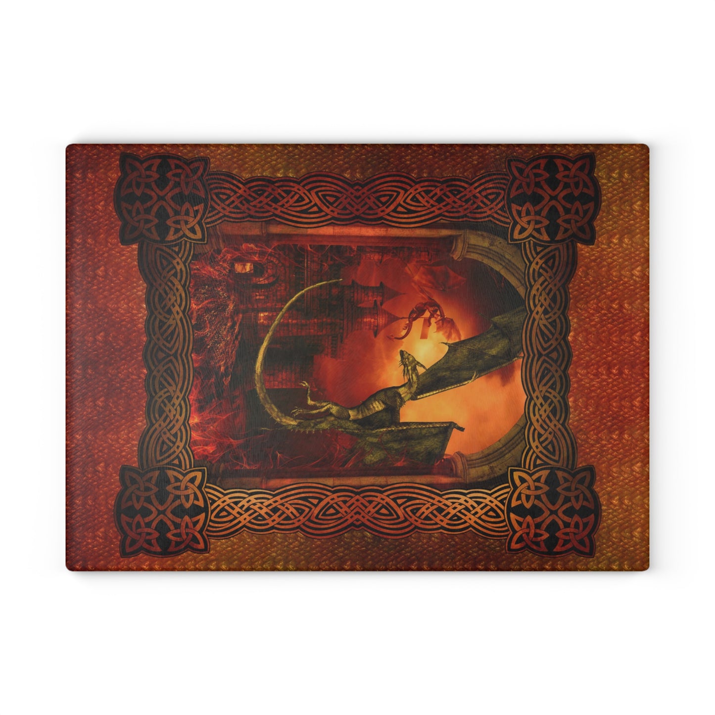 Glass Cutting Board (11"x15"): Dragons [Red Fury Panel]