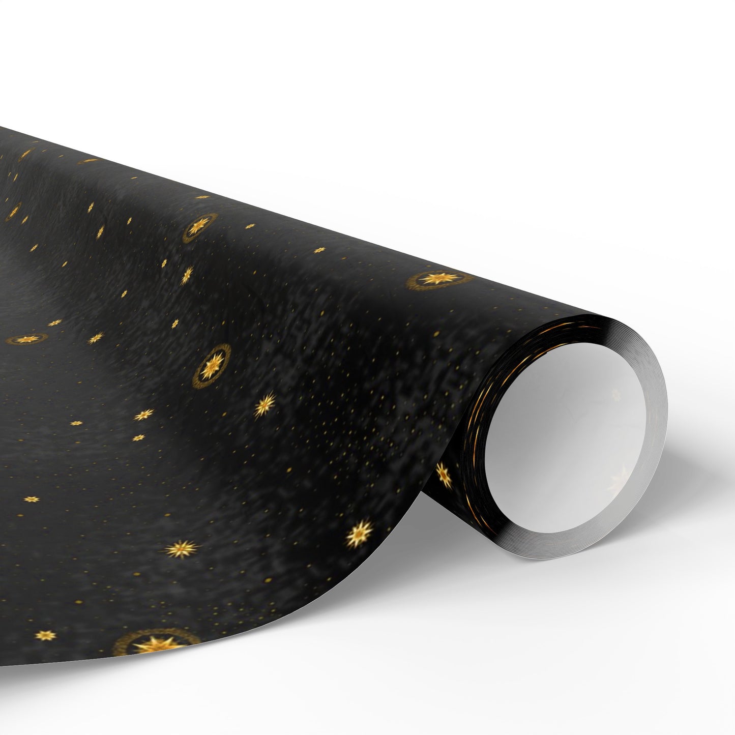 Wrapping Paper:  Celestial [Black Space-Gold Stars]