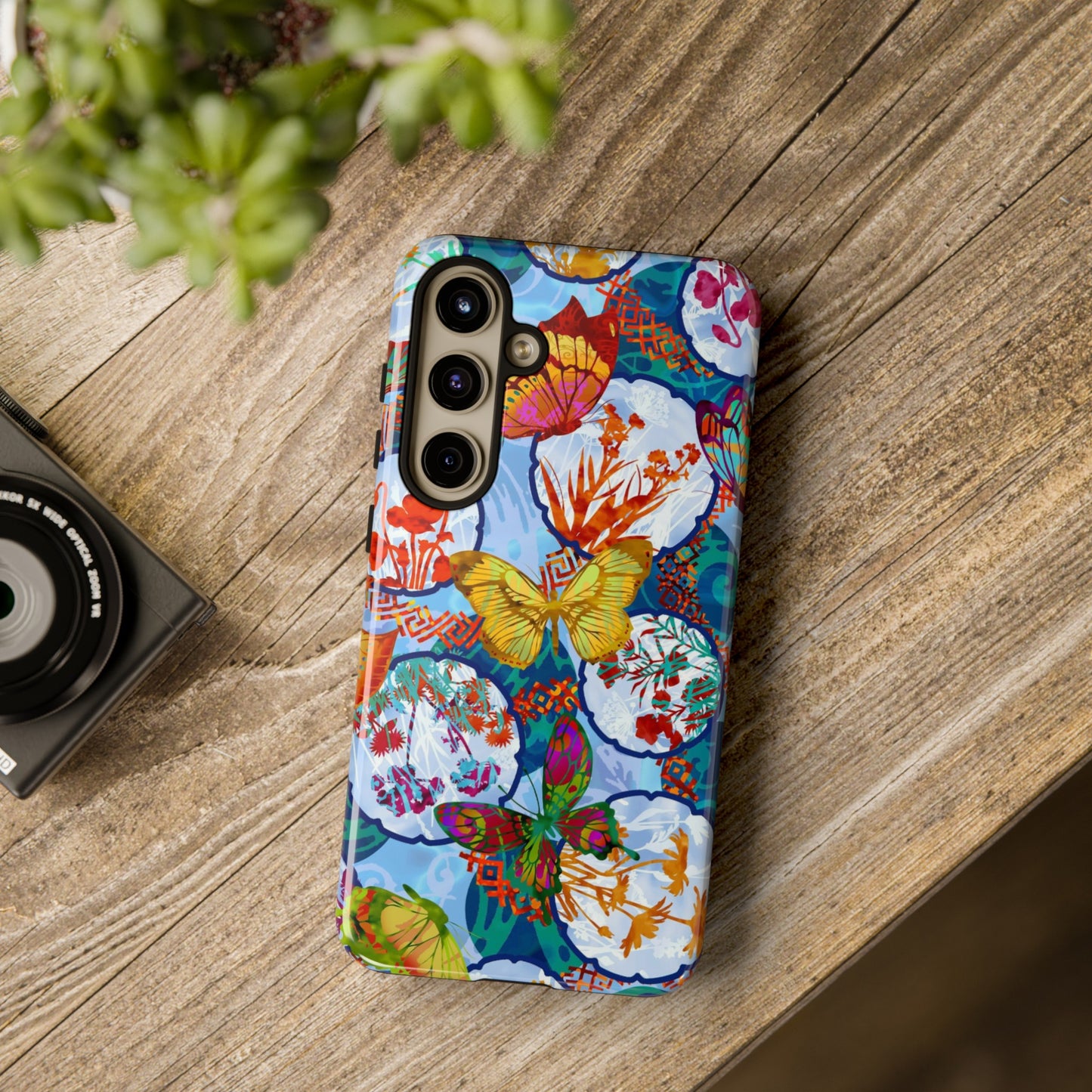 Samsung Galaxy Series Tough Case-Phone Case: Dragons [Light Blue Butterflies]
