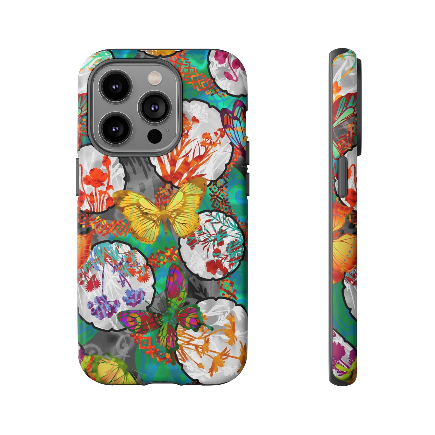 Apple I-Phone 14 (Series)-Tough Case-Phone Case:  Dreamscapes [Teal Butterflies]