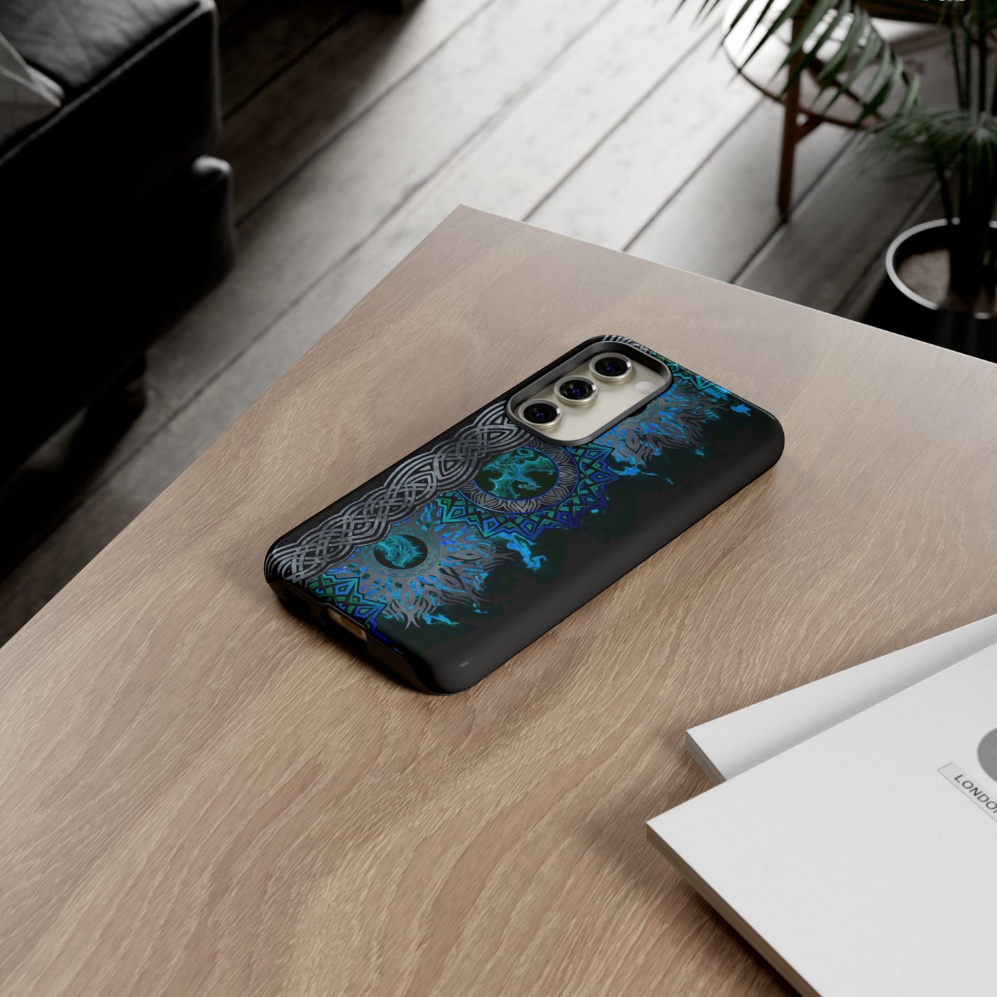 Samsung Galaxy S23 - Tough Case-Phone Case: Dragons-Blue Fury Border