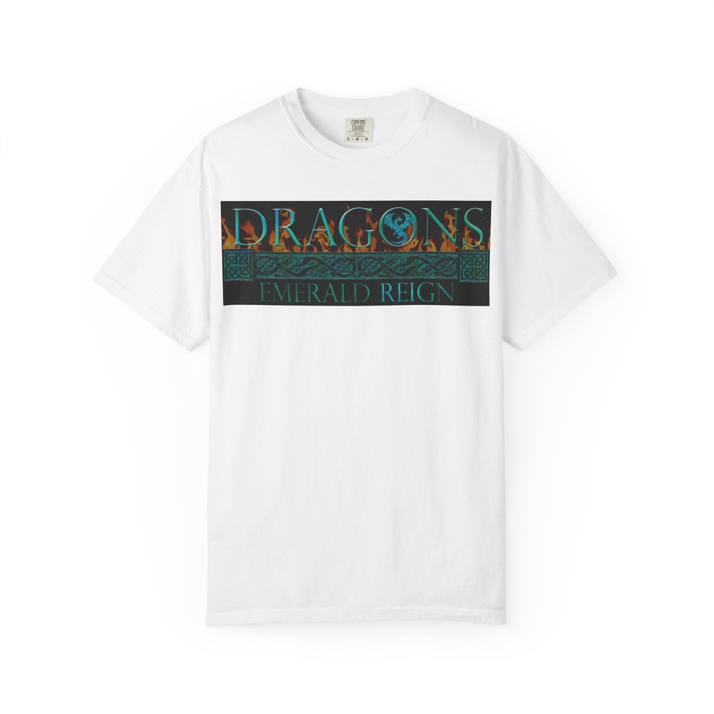 Unisex Heavy Cotton Tee:  "Emerald Dragons" [Banner/Panel]