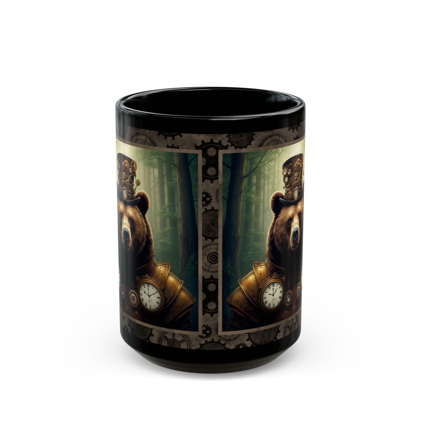 Black Mug-15oz:  "Steampunk Bear" Panel