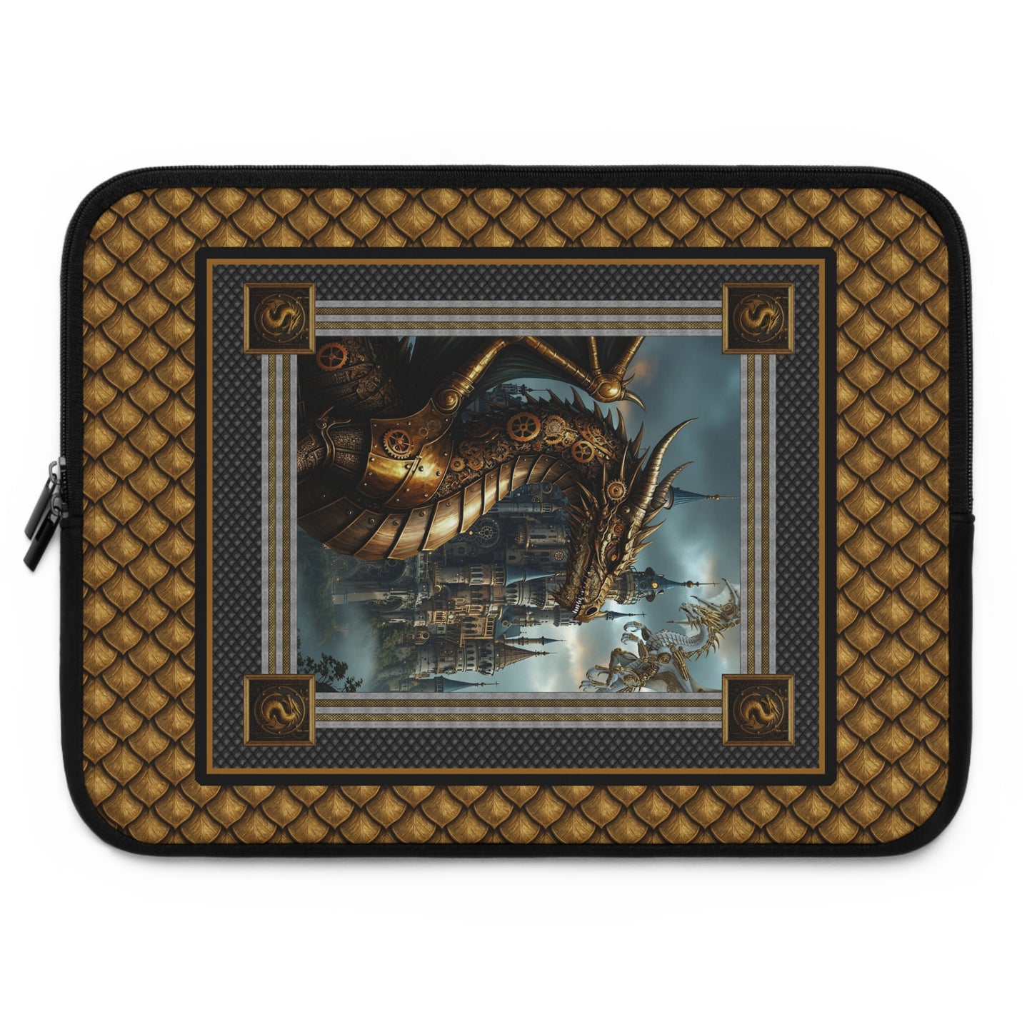 Laptop Sleeve (Sizes:  13", 15", 17"):  Steampunk Dragons [Dragon Head/Red Eyes]