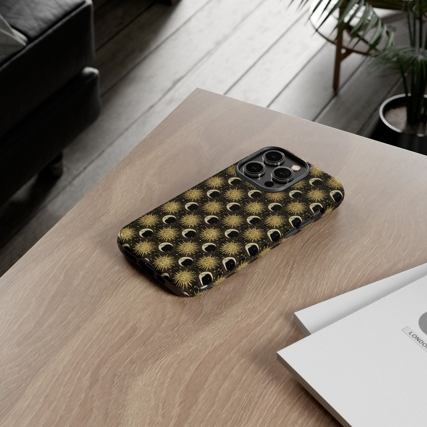 Apple I-Phone 14 (Series)-Tough Case-Phone Case: The Sun, The Moon, And The Stars [Gold Suns, Smiling Moons]