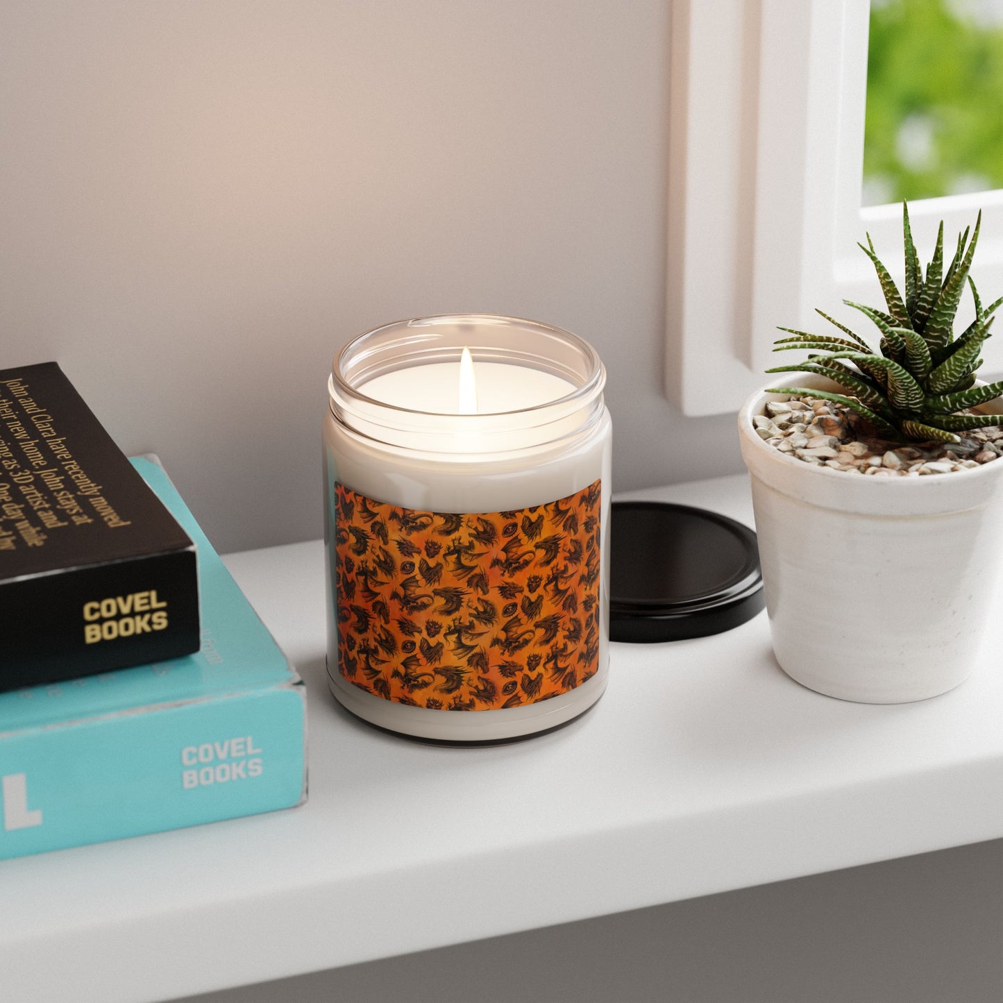 Scented Soy Candle:  Emerald Dragons [Dragon Etchings-Orange]