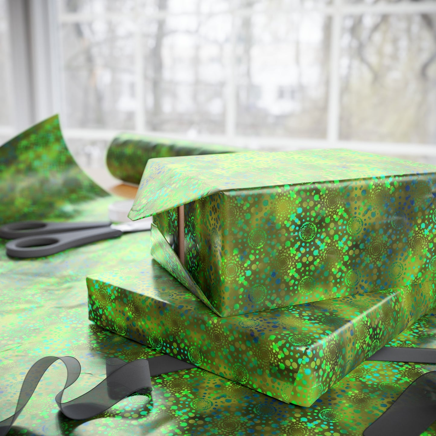 Wrapping Paper:  Dreamscapes [Green Kaleidoscopes]