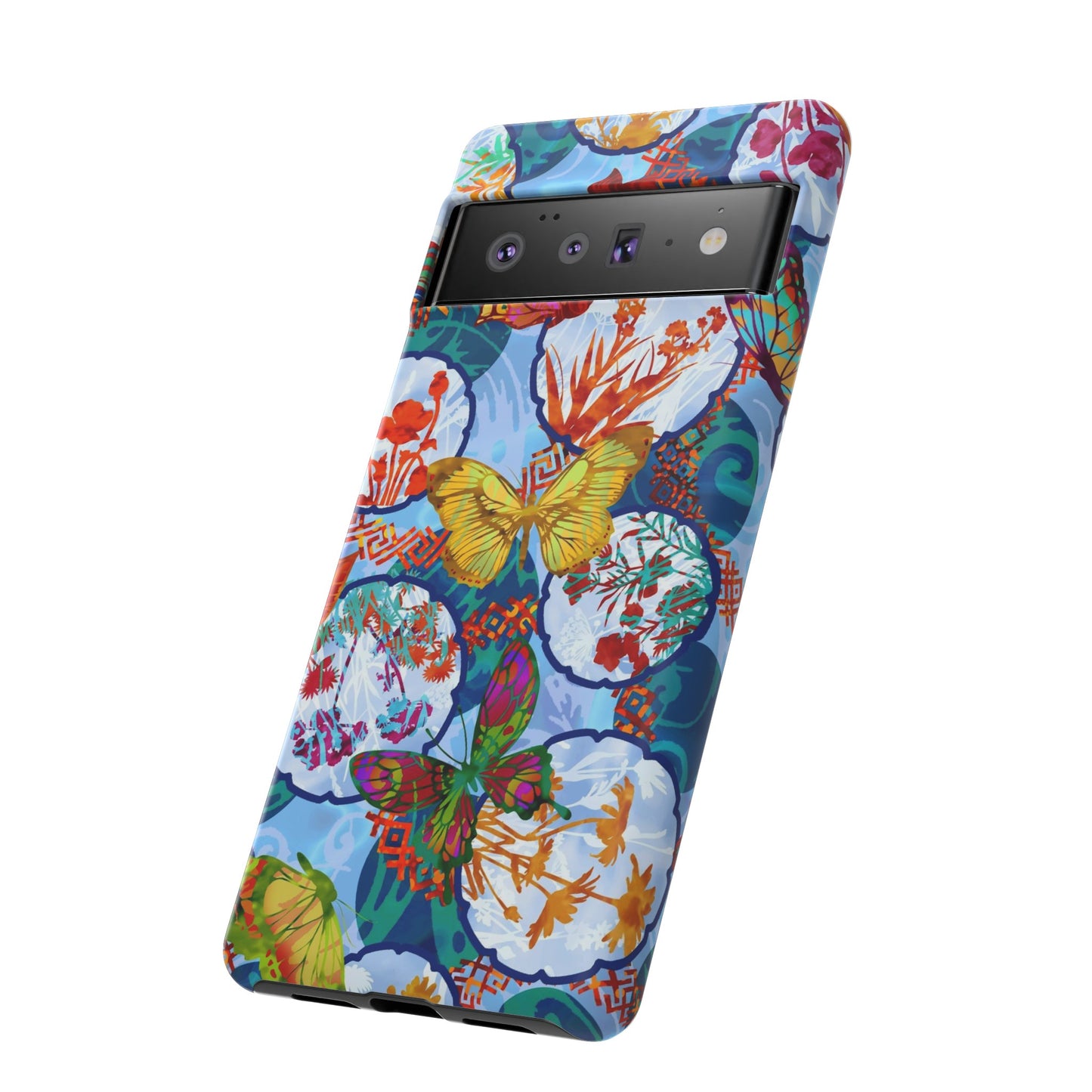 Android Google Pixel (Series) Tough Case-Phone Case:  Dreamscapes [Light Blue Butterflies]