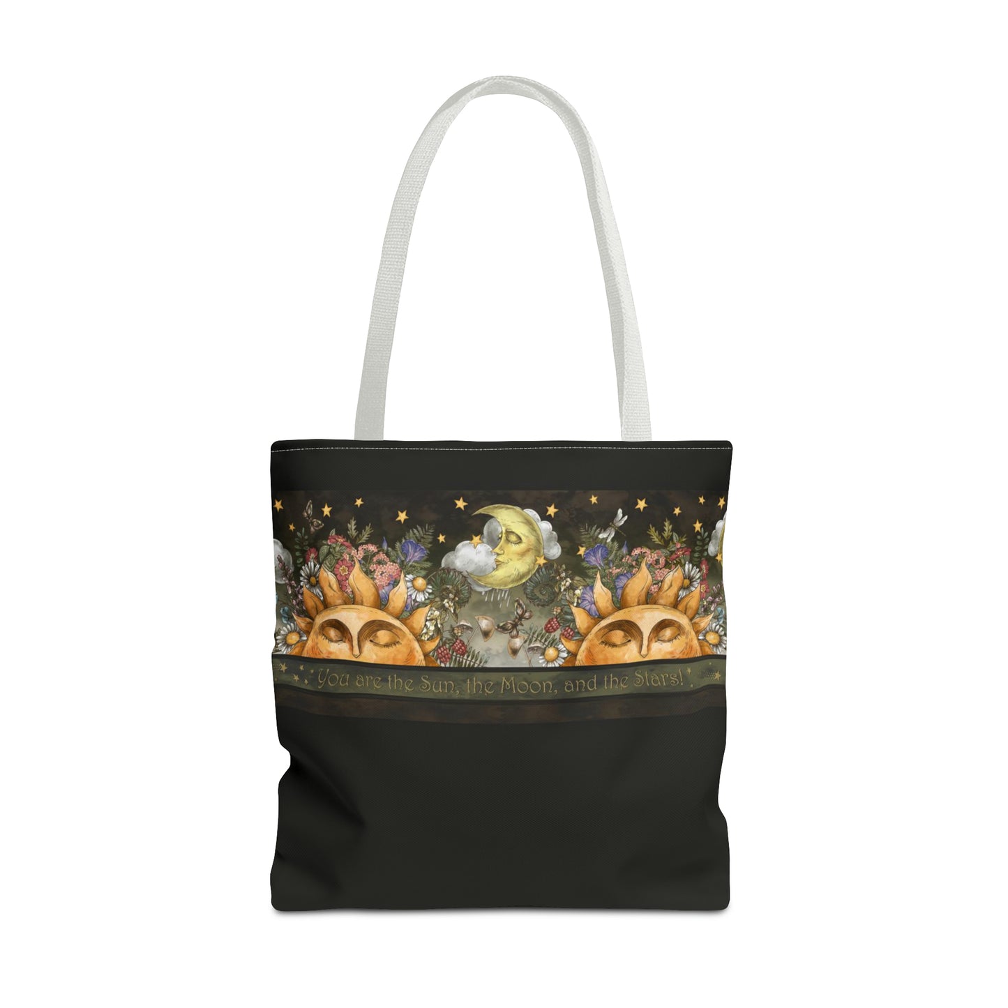 Tote Bag:  large-18x18;  "The Sun, The Moon, and the Stars" [Border]