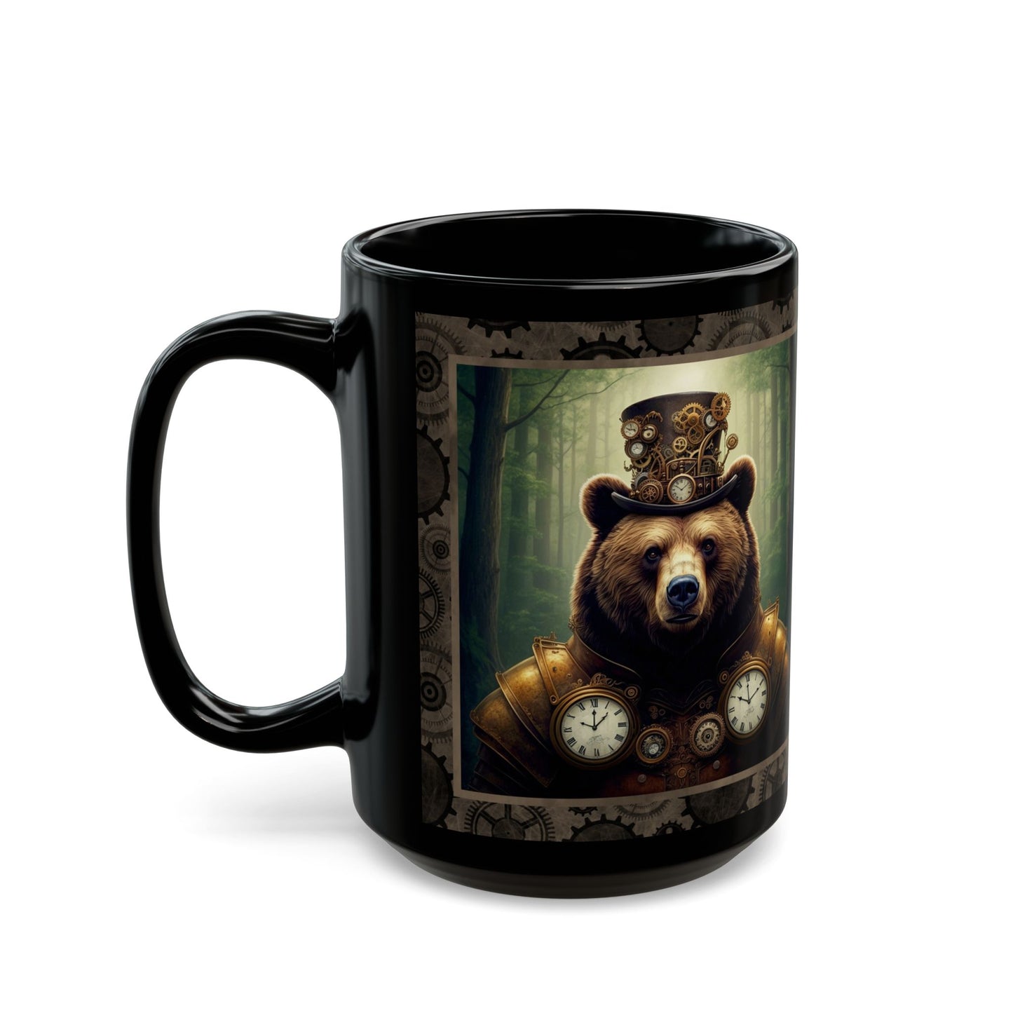 Black Mug-15oz:  "Steampunk Bear" Panel
