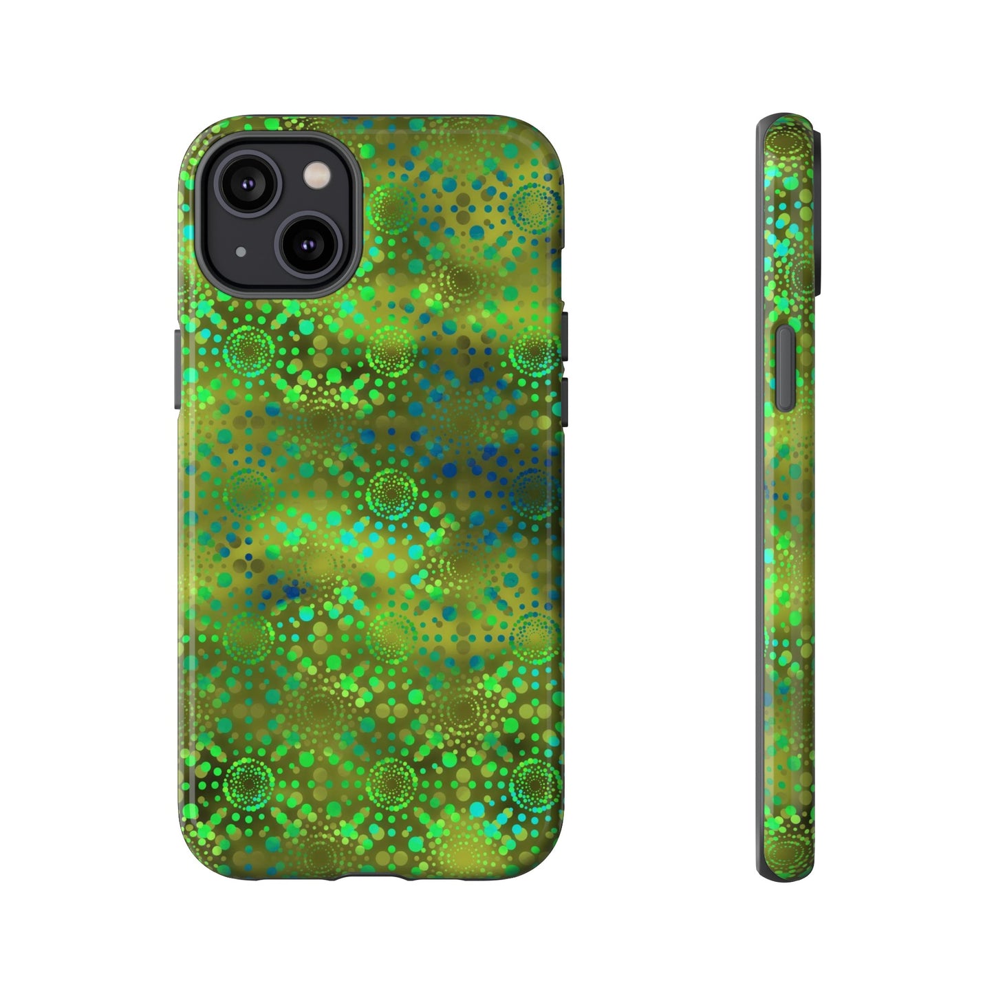 Apple I-Phone 14 (Series)-Tough Case-Phone Case: Dreamscapes [Green Kaleidoscopes]