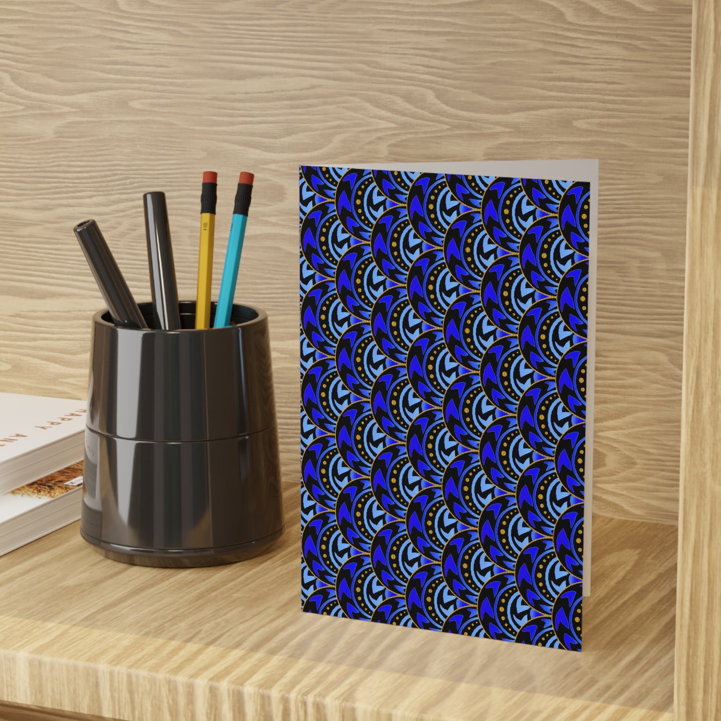 NOTE CARDS: CELSTIAL [Scallops:  Blue/Gold]