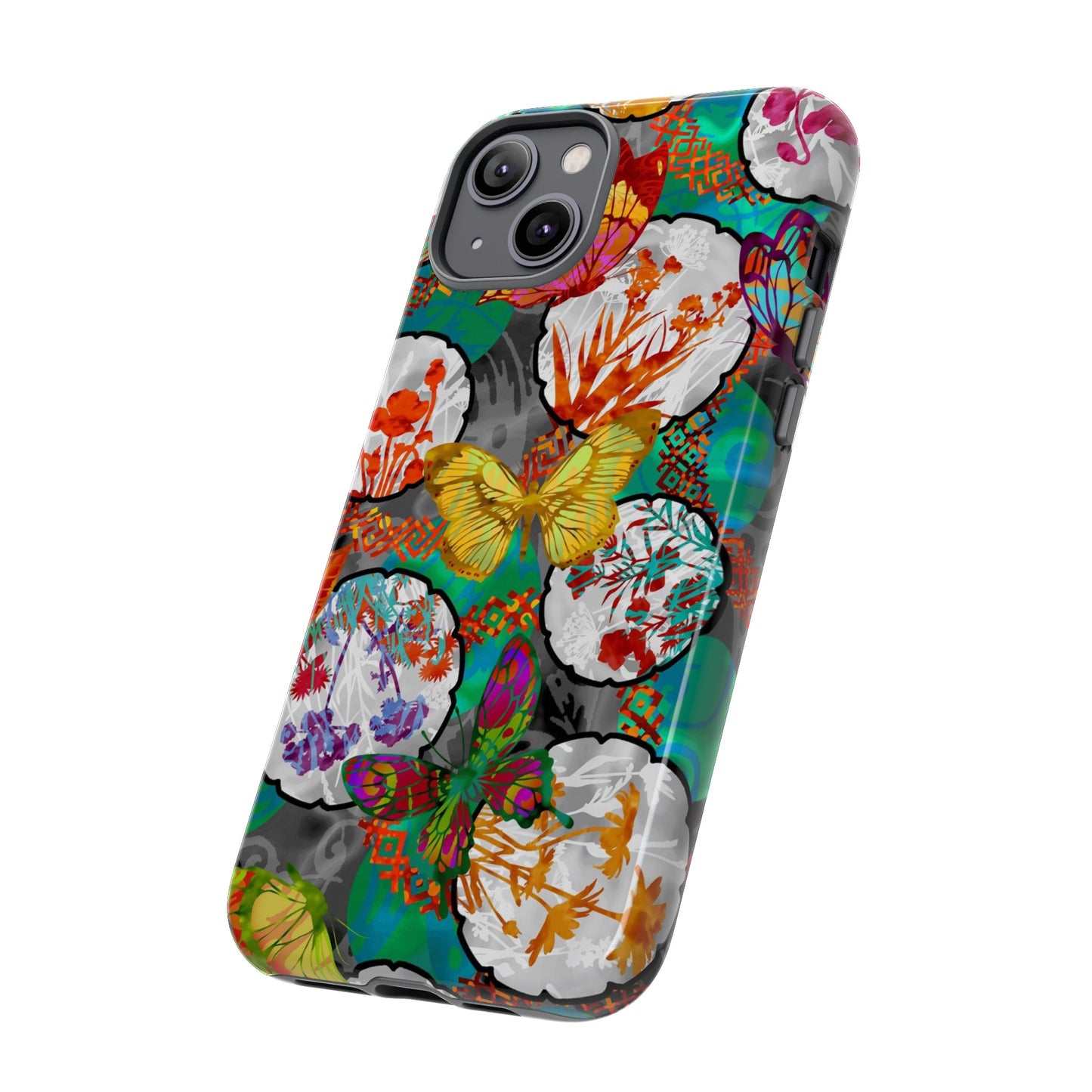Apple I-Phone 14 (Series)-Tough Case-Phone Case:  Dreamscapes [Teal Butterflies]