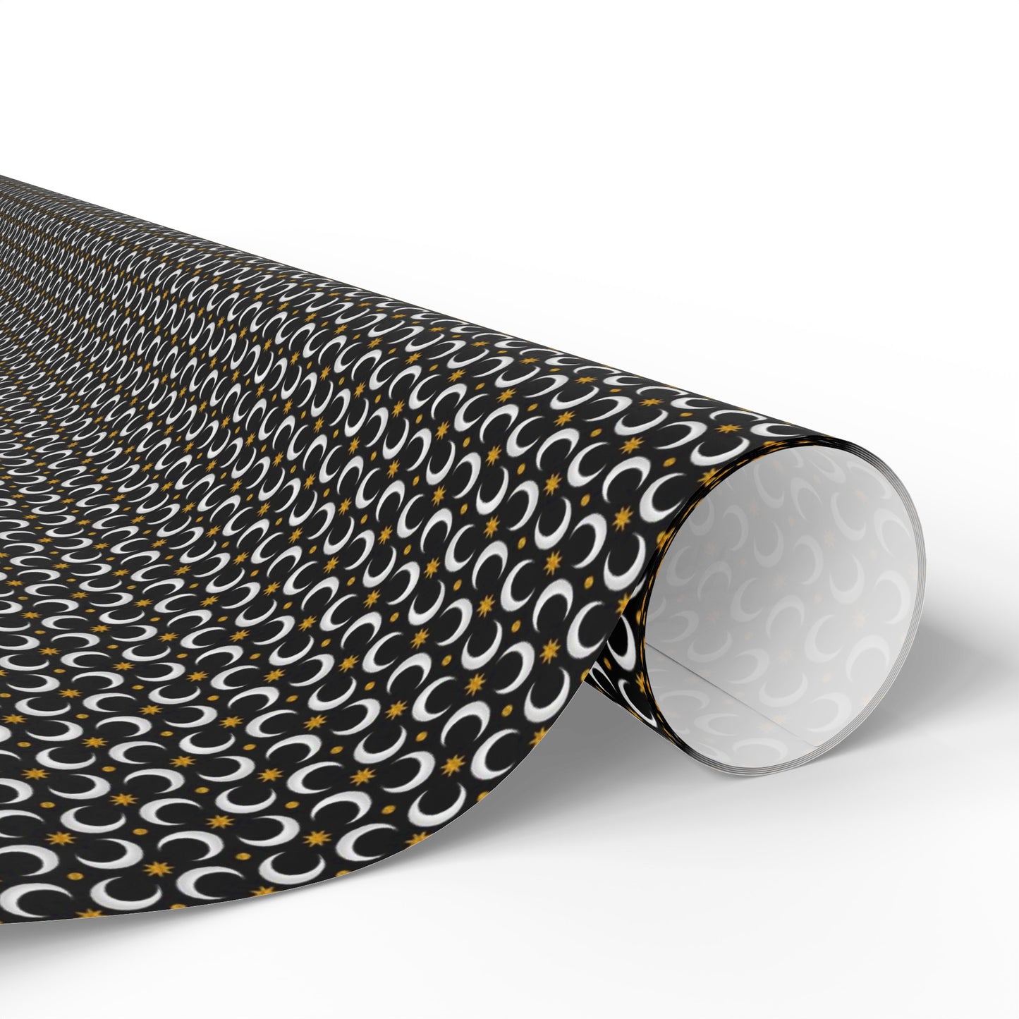 Wrapping Paper:  Celestial [Black White Moon, Gold Stars]