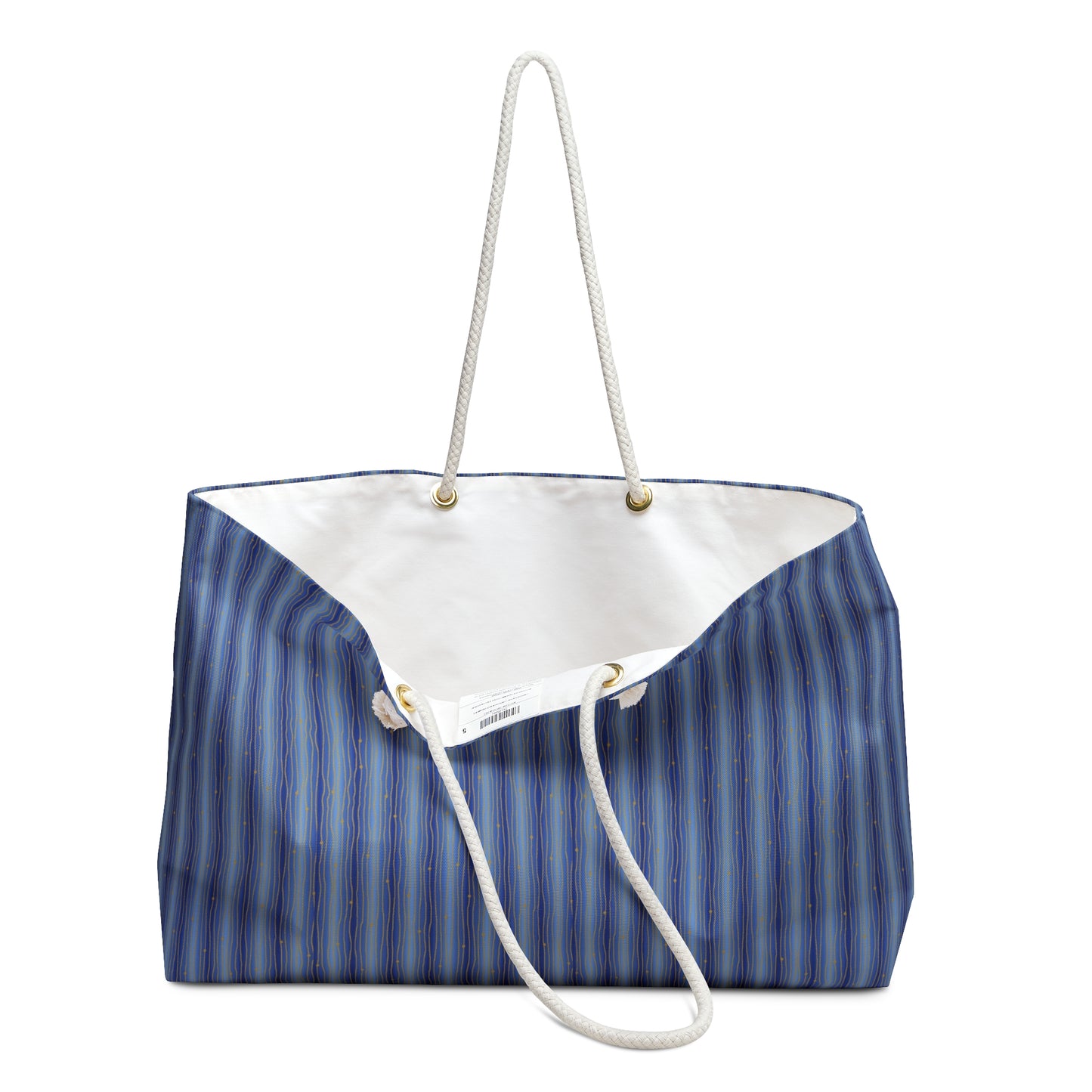 Weekender Tote Bag (Large):  Celestial [Blue-Gold Speck Stripes]
