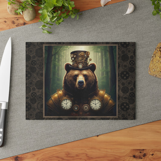 Glass Cutting Board:  Steampunk [Animals - Bear]