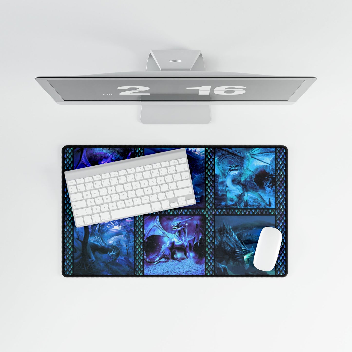 Desk Mat (23x13):  Blue Dragons