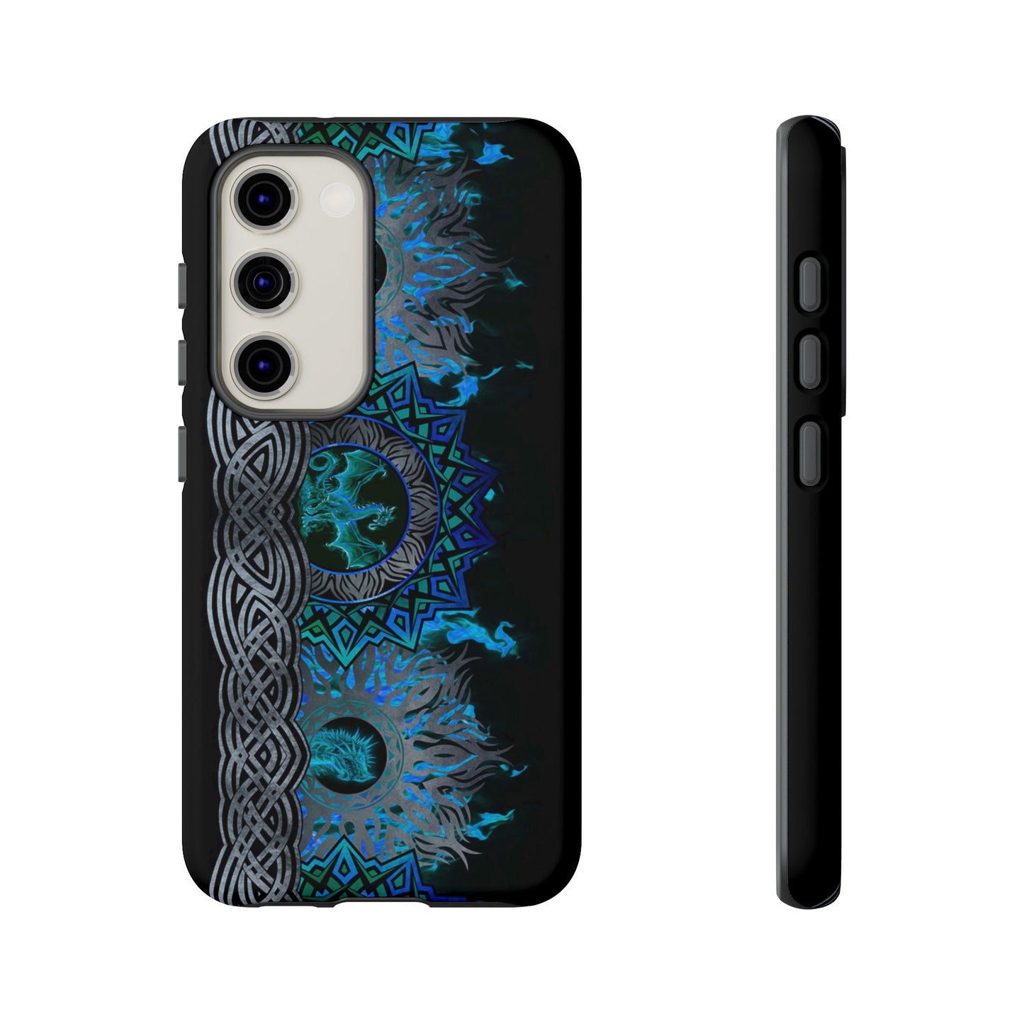 Samsung Galaxy S23 - Tough Case-Phone Case: Dragons-Blue Fury Border