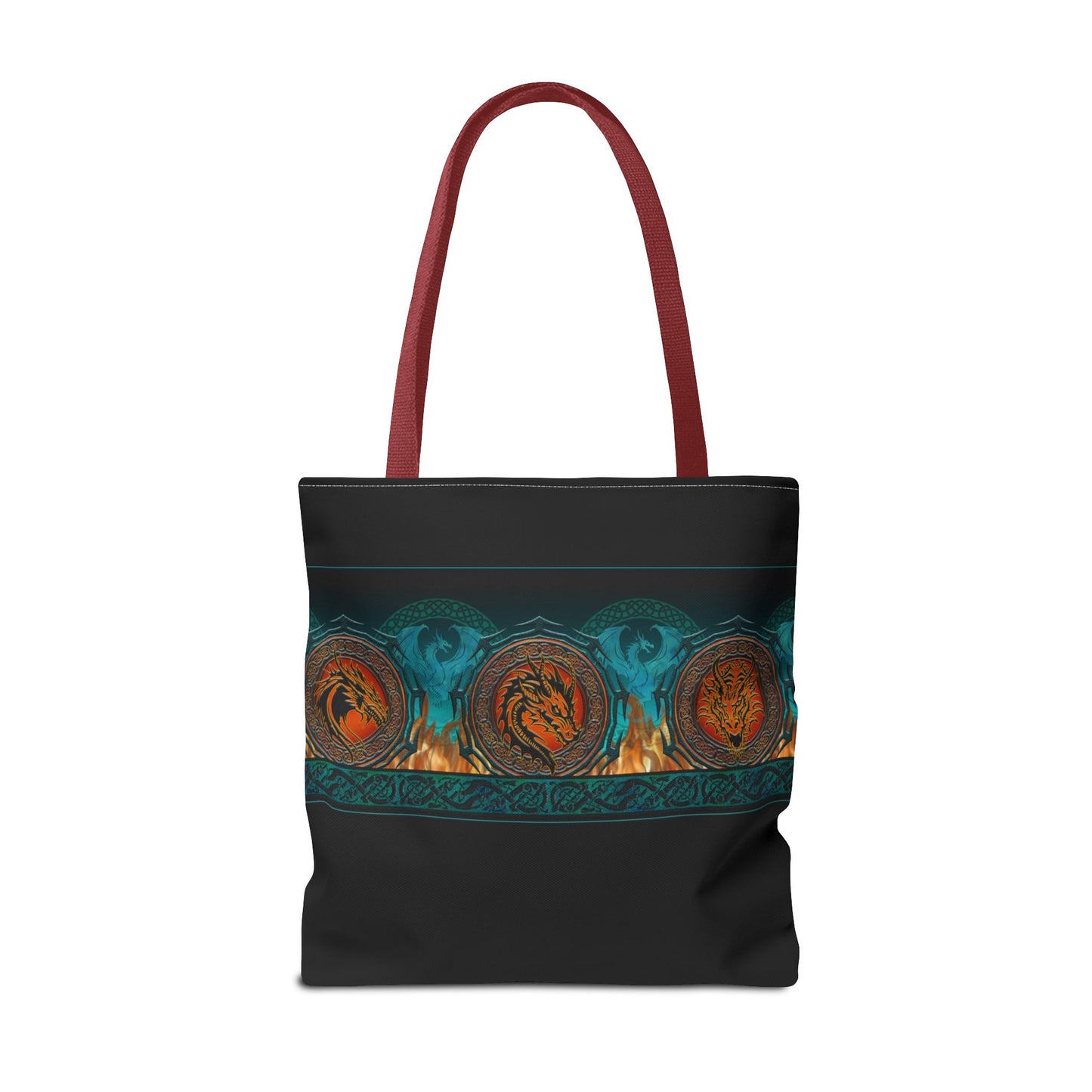 Tote Bag: Large-18x18; Emerald Dragons [Dragon Border]