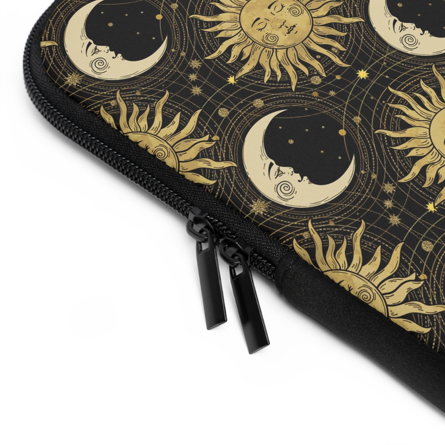 Laptop Sleeve:  [SUN-MOON-STARS]:  Gold Sun and Moon