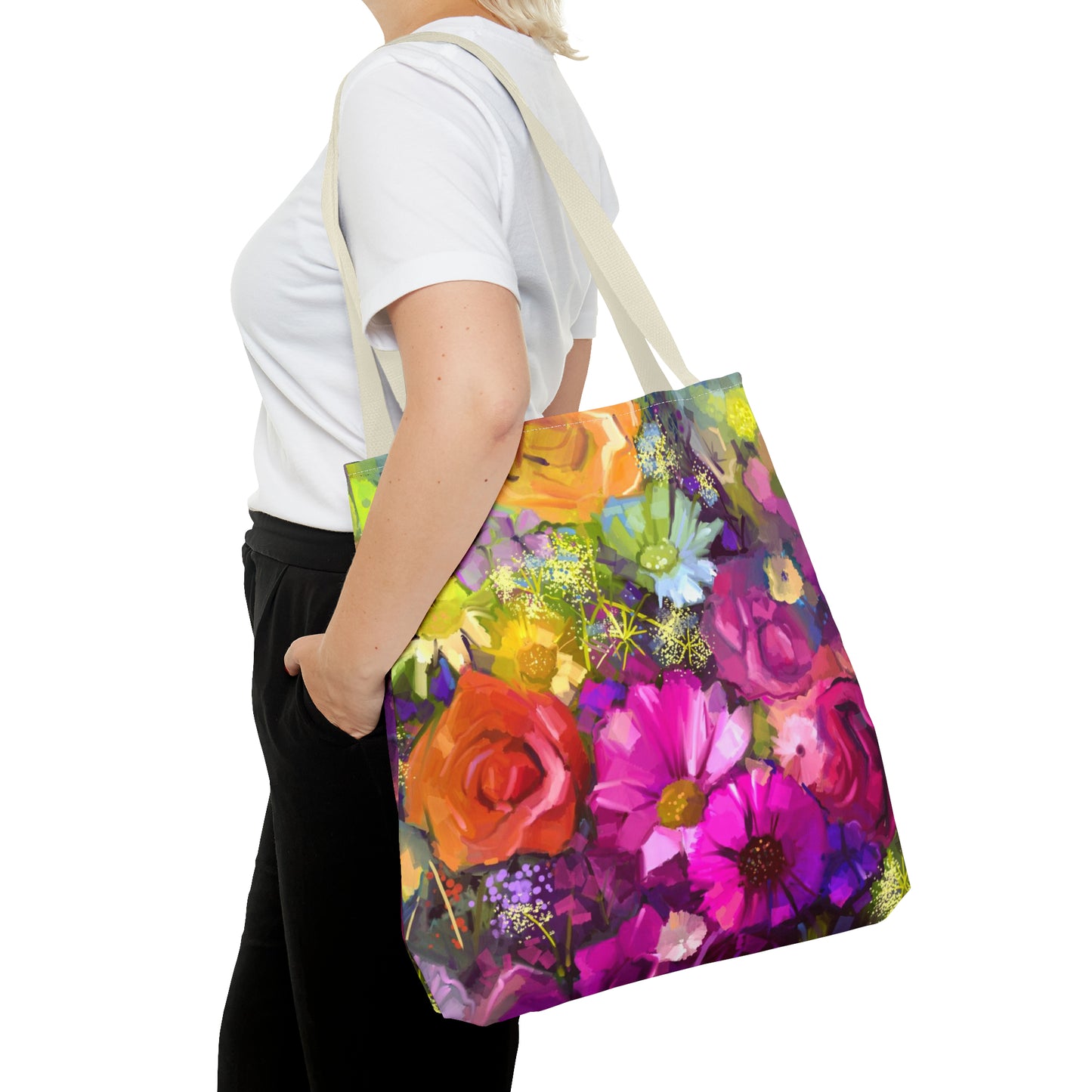 Tote Bag:  large-18x18;  "Year of Art" [Flowers Bunch]