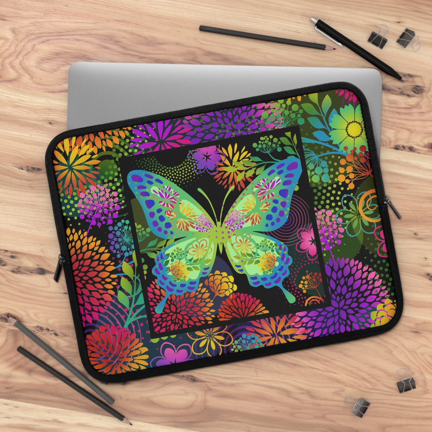 Laptop Sleeve  (Sizes:  13", 15", 17") [Unusual Gardens-Butterfly 4].