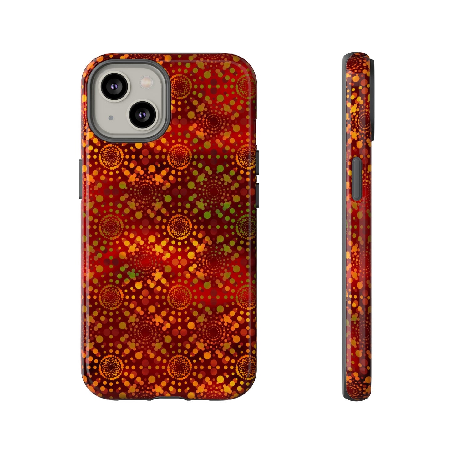 Apple I-Phone 14 (Series)-Tough Case-Phone Case:  Dreamscapes [Red Kaleidoscopes]